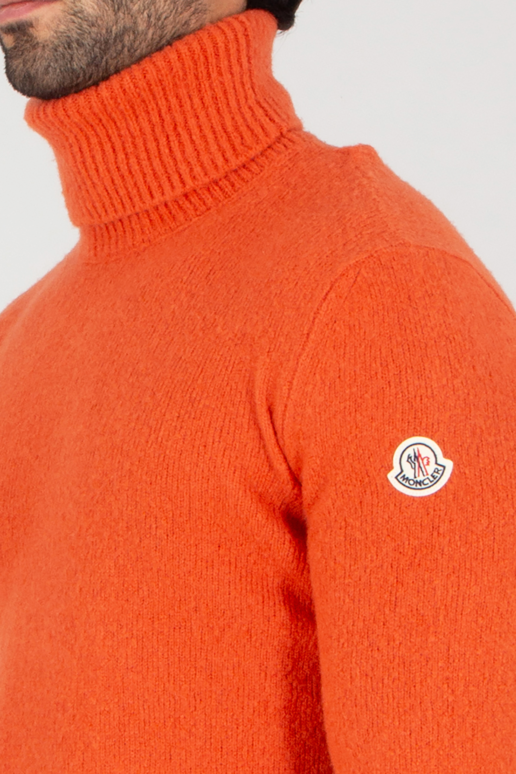 MONCLER Regular Fit Virgin Wool Blend Turtleneck Sweater