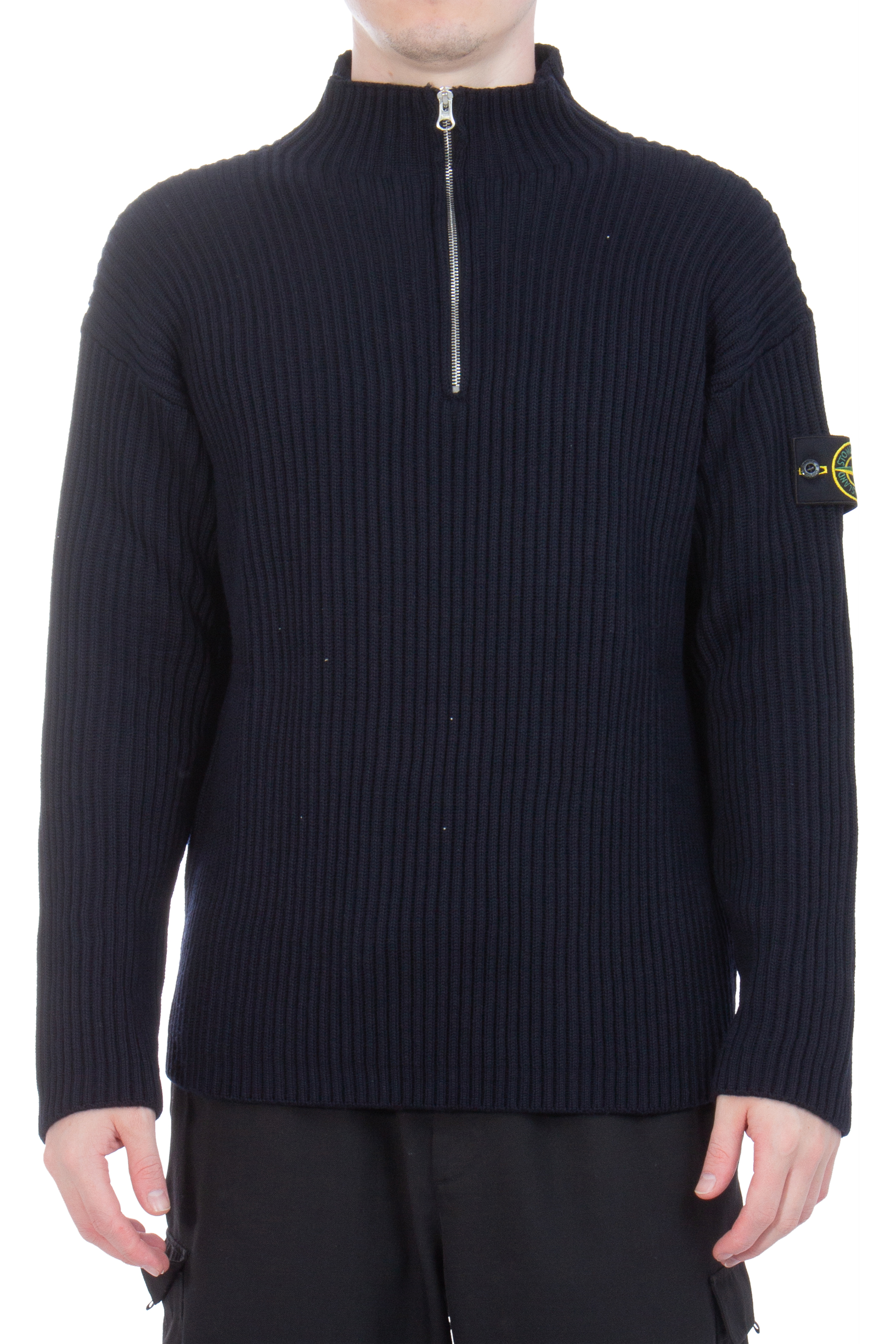 STONE ISLAND Virgin Wool Half-Zip Sweater