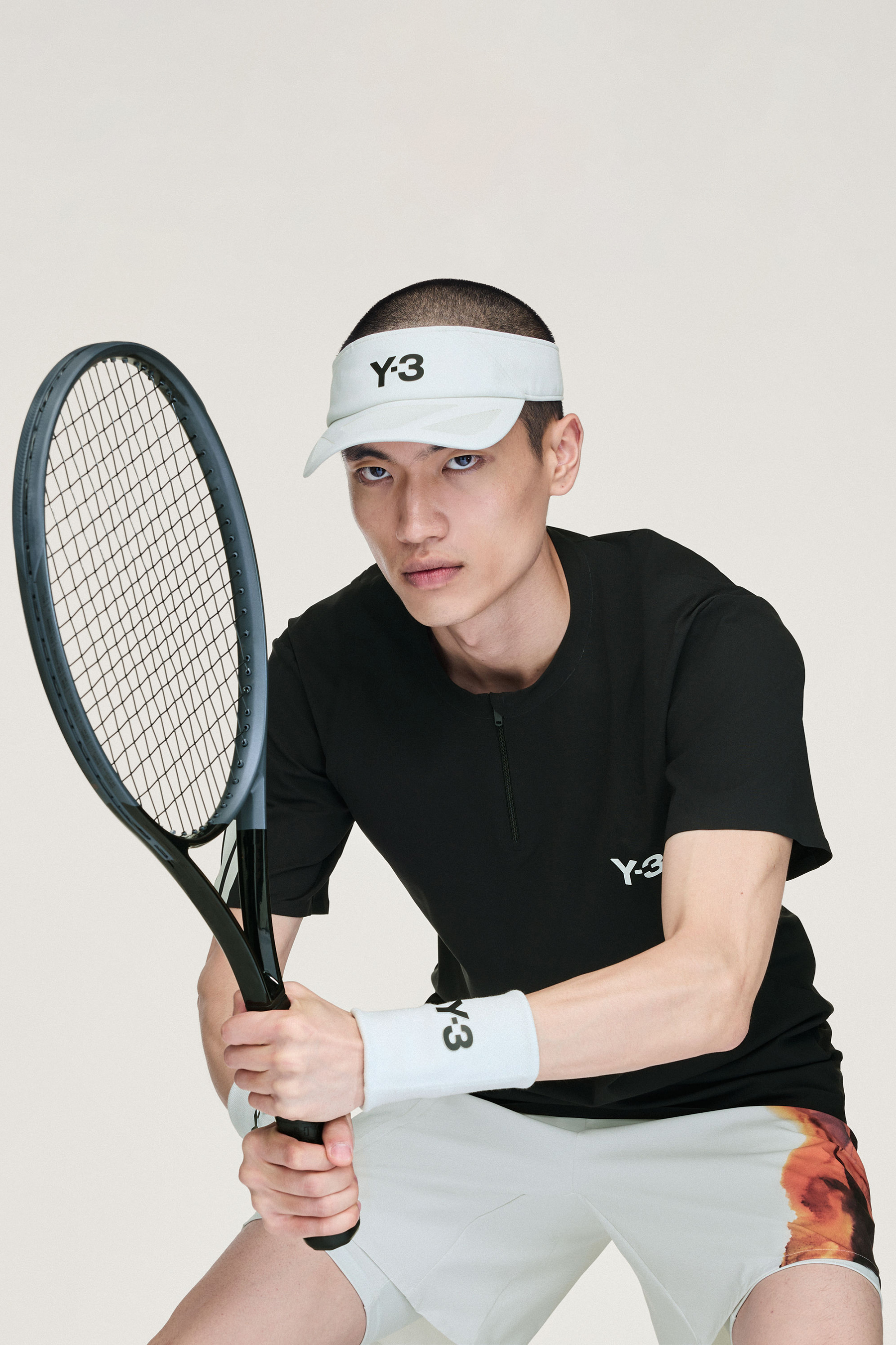 Y-3 Regular Fit Printed Recycled Polyester Stretch Climacool Shorts & Tights Set Schläger, Sport, Tennis, Tennisschläger