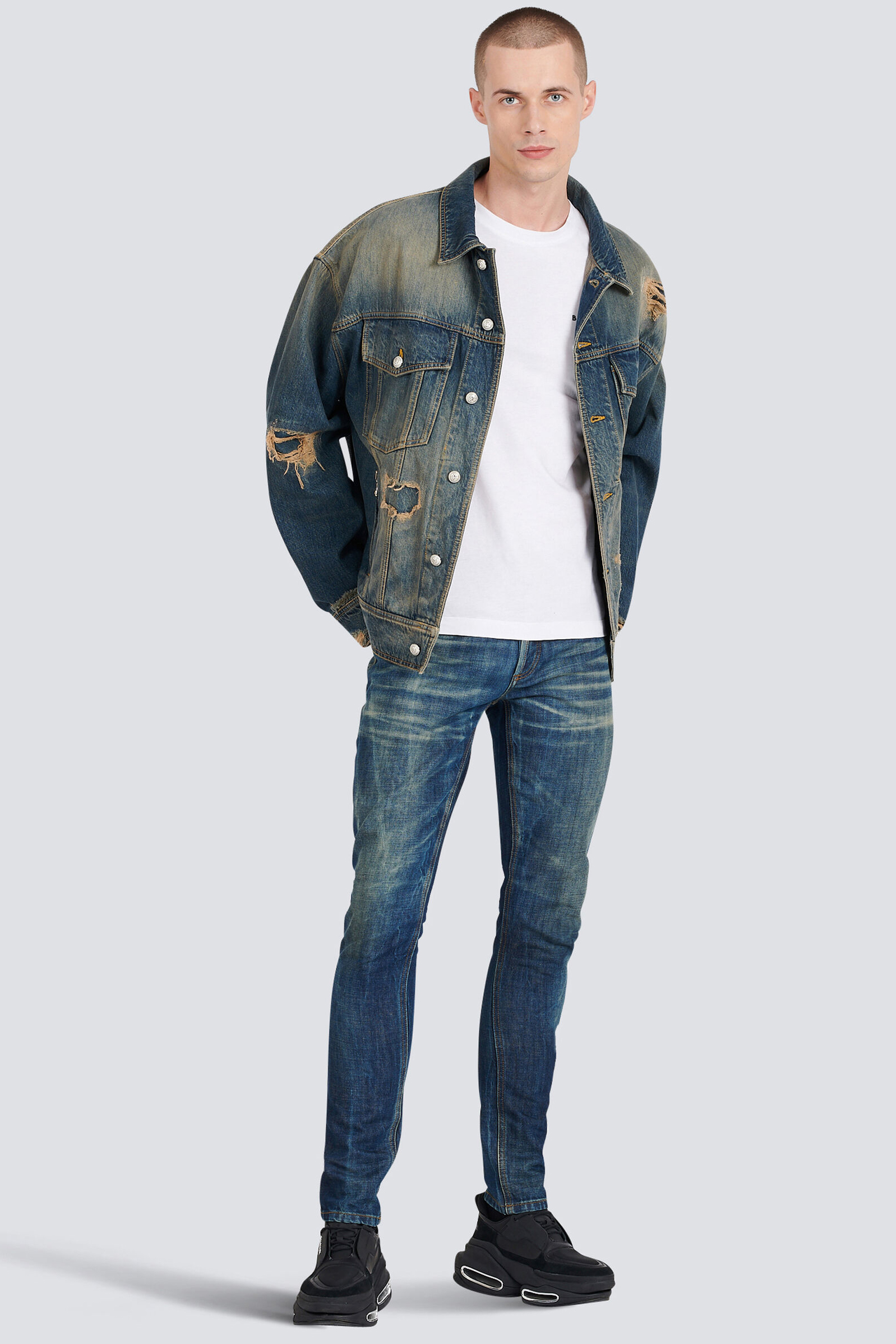 BALMAIN Slim Fit Bleach Effect Jeans