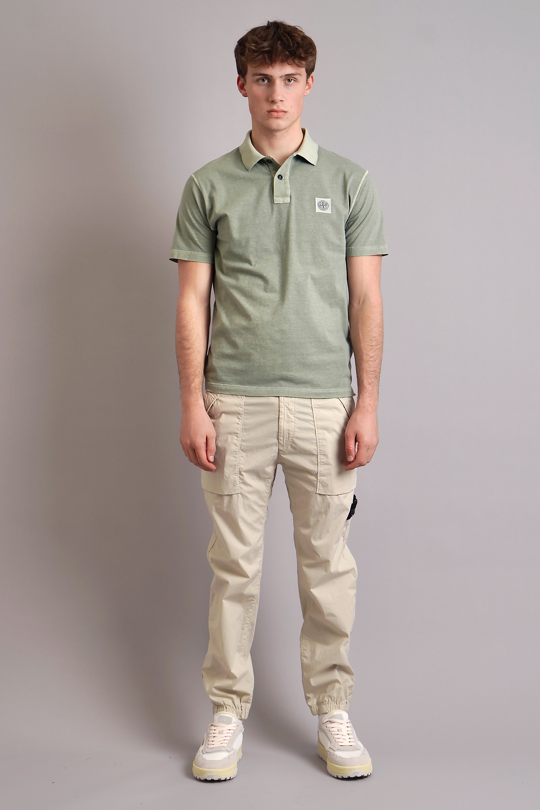 STONE ISLAND Fissato Effect Organic Cotton Jersey Polo Shirt 