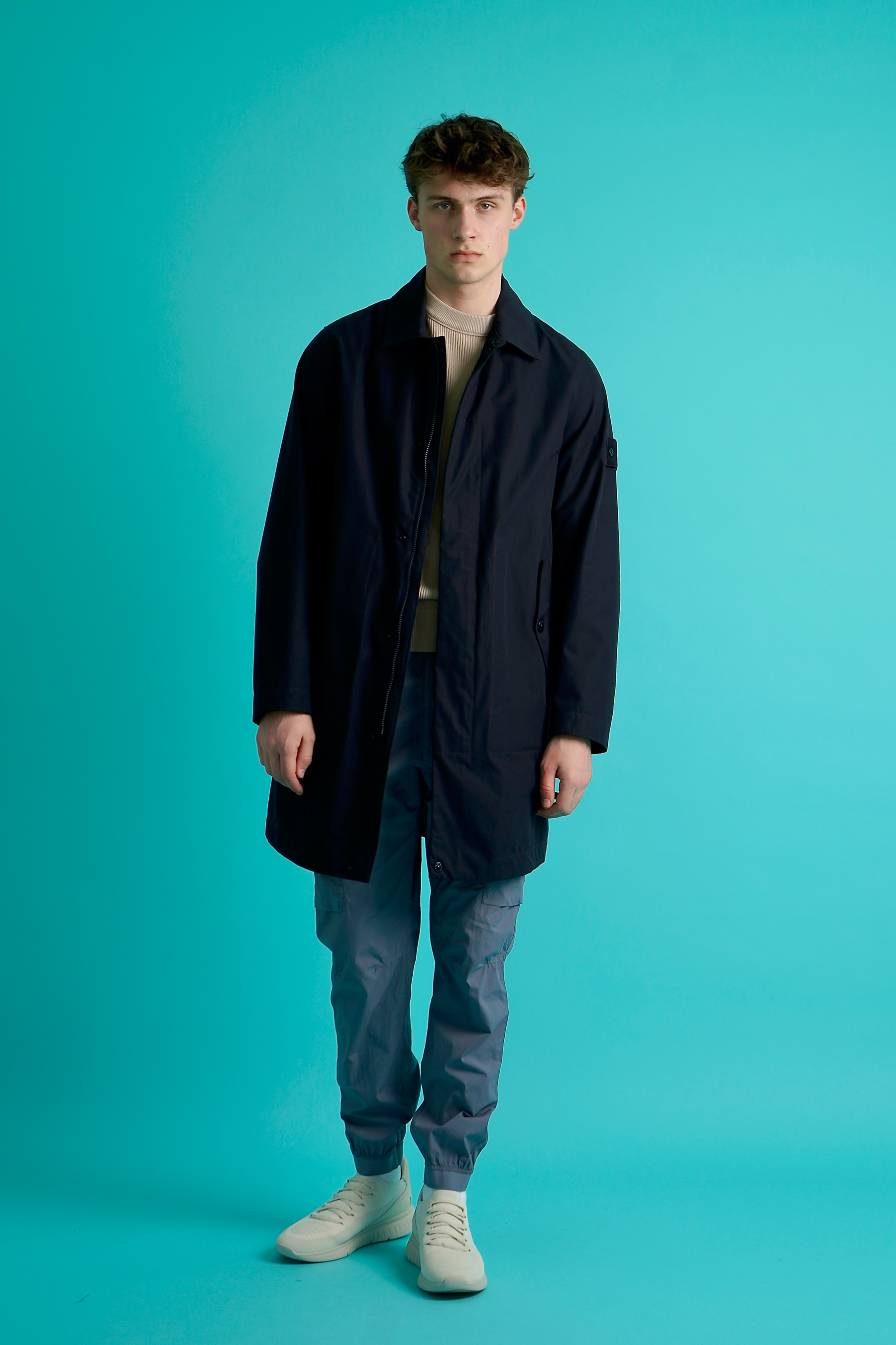 STONE ISLAND Ghost Piece Weatherproof Organic Cotton Canvas Trench Coat Bekleidung, Mantel, Person