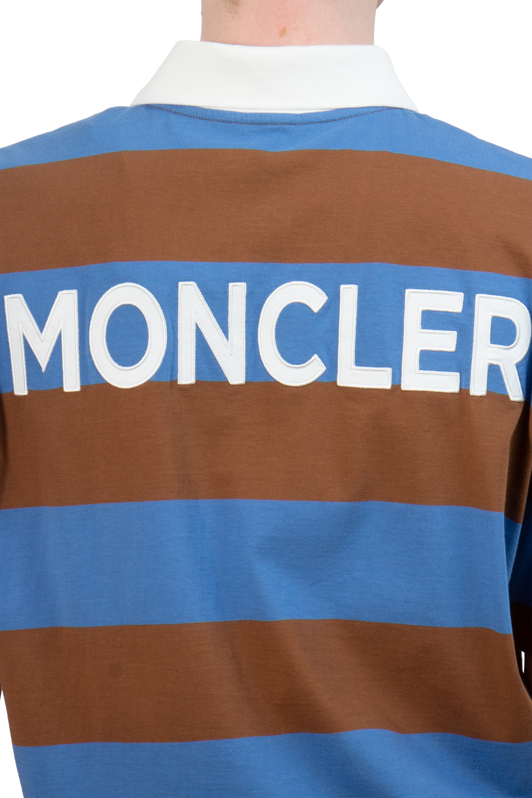 MONCLER Striped Cotton Polo Shirt | 8A00016899NN706