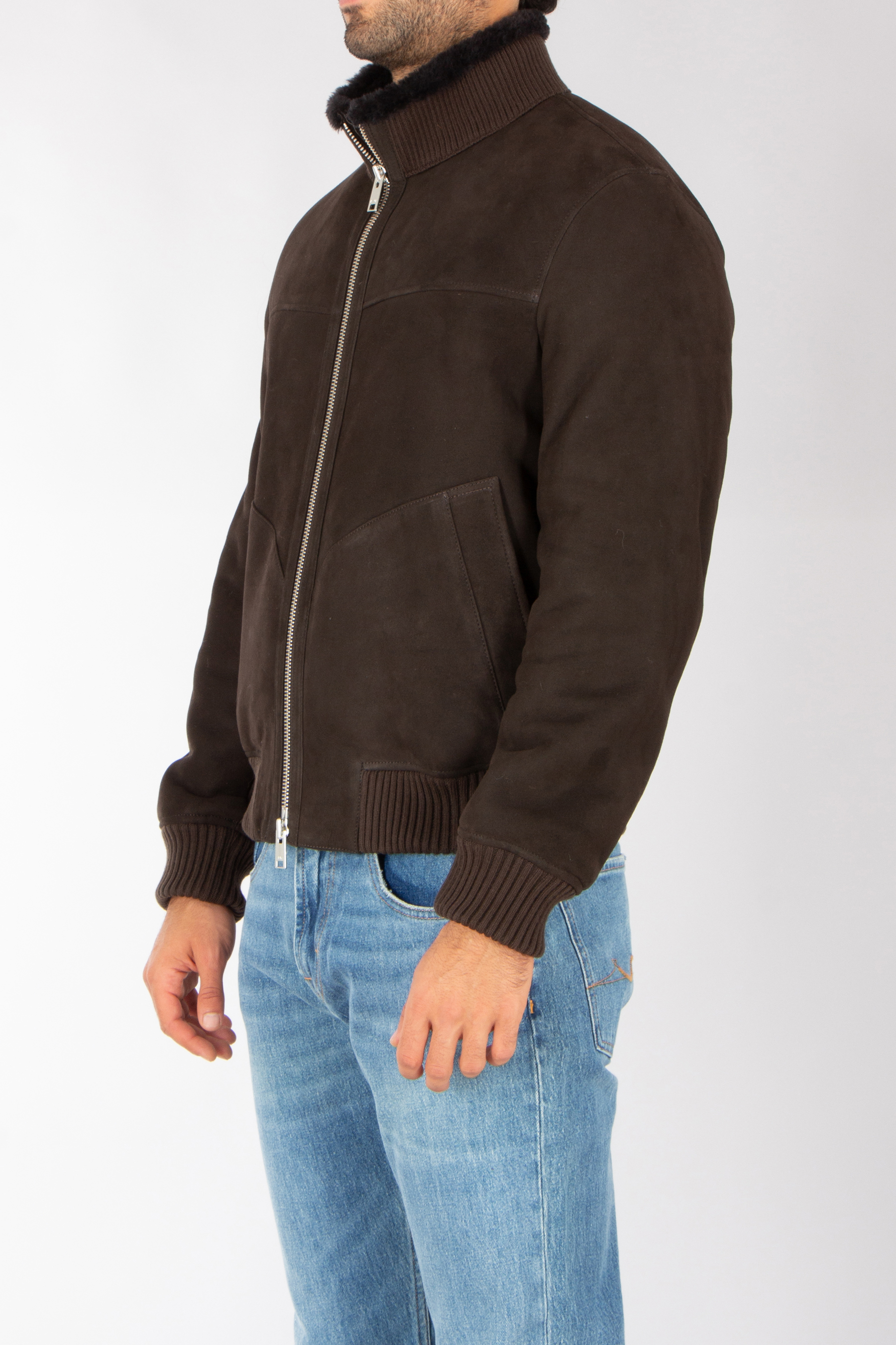 ARMA Regular Fit Shearling Suede Jacket Arek Mantel, Jacke, Hosen, Kapuzenpulli, Pullover