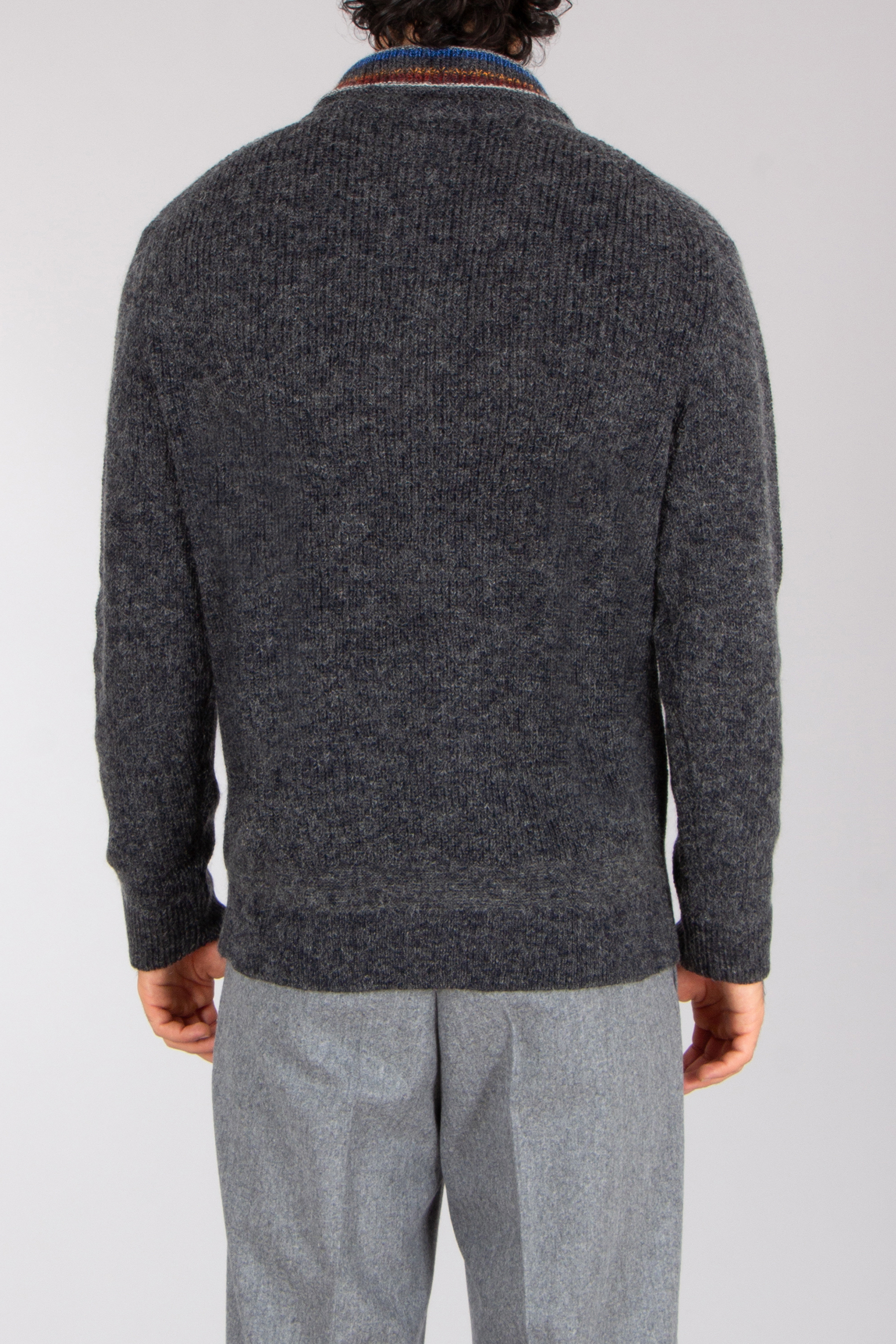 PAUL SMITH Regular Fit Ribbed Cotton-Wool-Mohair Blend Zip Neck Sweater Bekleidung, Strickwaren, Pullover, Hosen