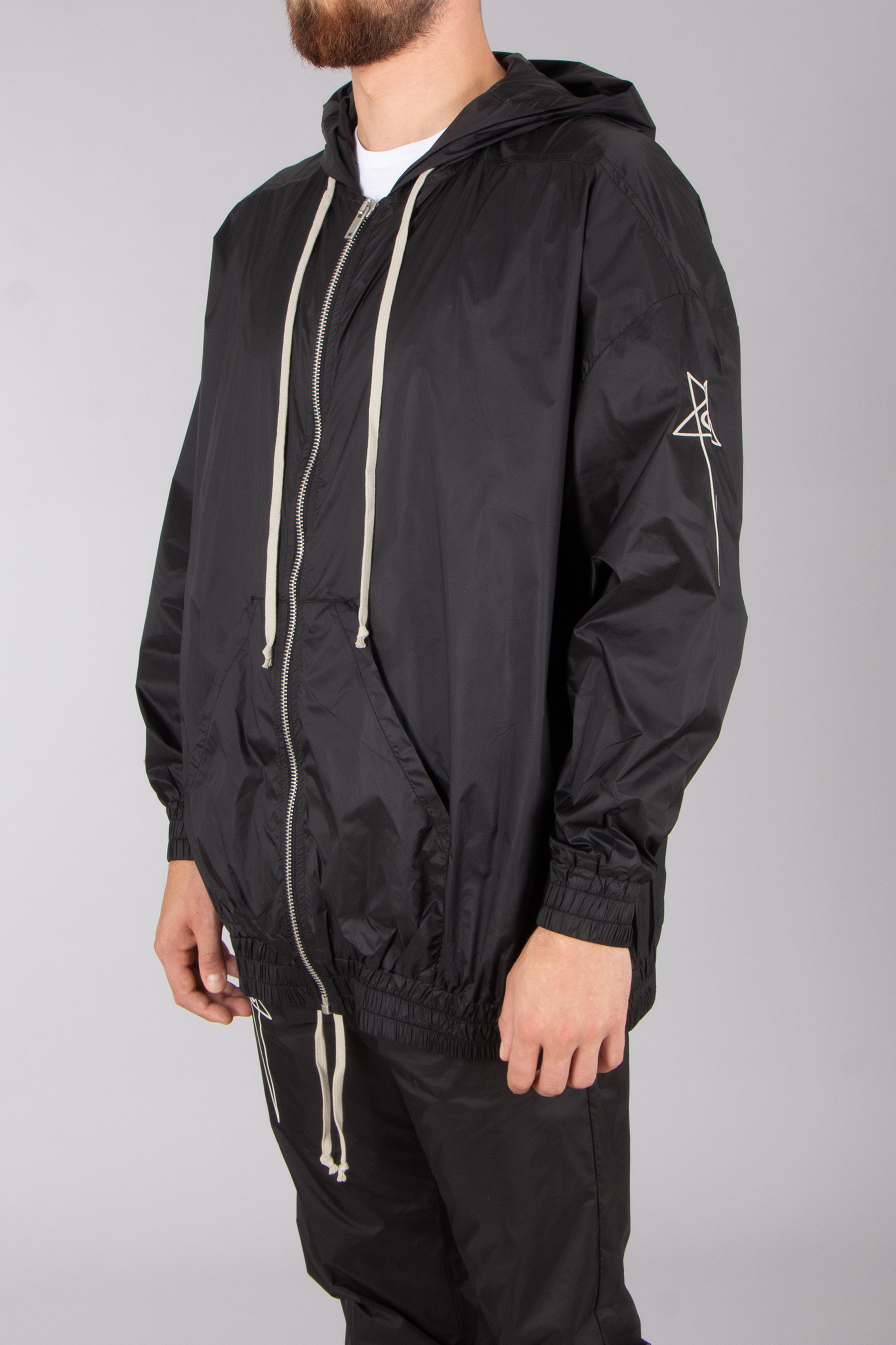 RICK OWENS DRKSHDW X Champion Oversized Recycled Nylon Zip-Up Jumbo Jason S Hoodie RICK OWENS DRKSHDW X Champion Oversized Recycled Nylon Zip-Up Jumbo Jason S Hoodie