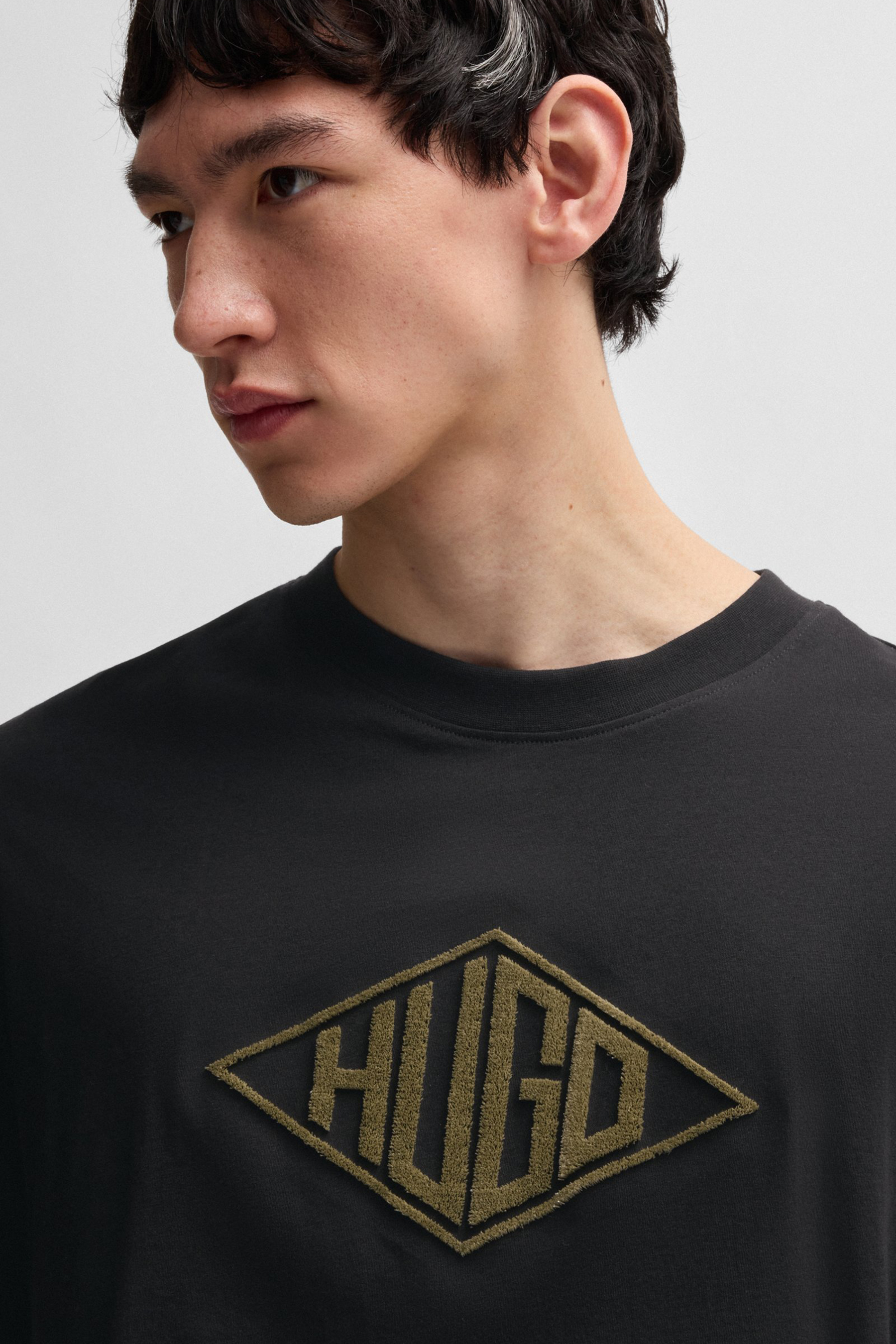HUGO Regular Fit Embroiered Cotton Jersey T-Shirt Dalendi HUGO Regular Fit Embroiered Cotton Jersey T-Shirt Dalendi