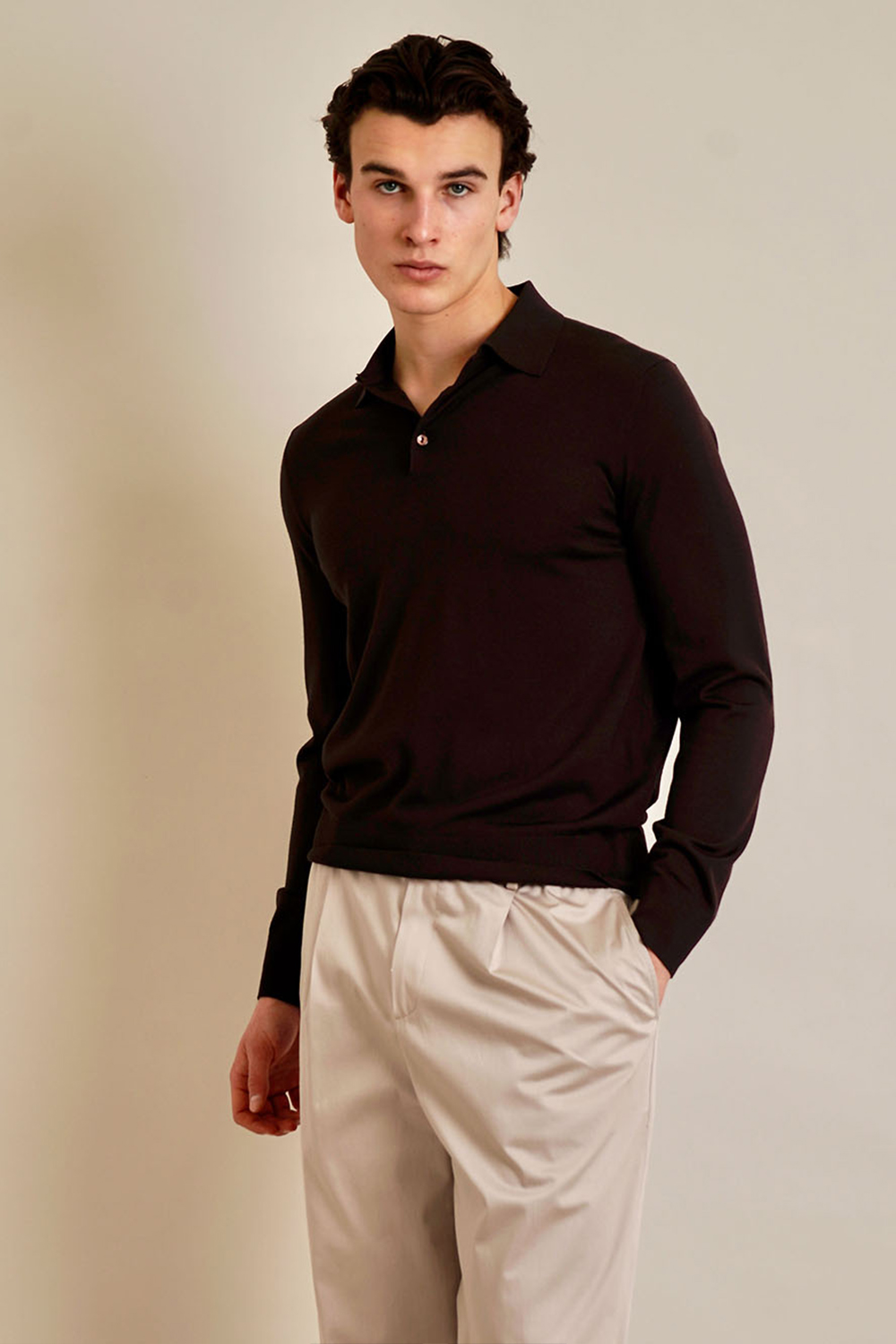 AGNONA Regular Fit Wool Knit Polo
