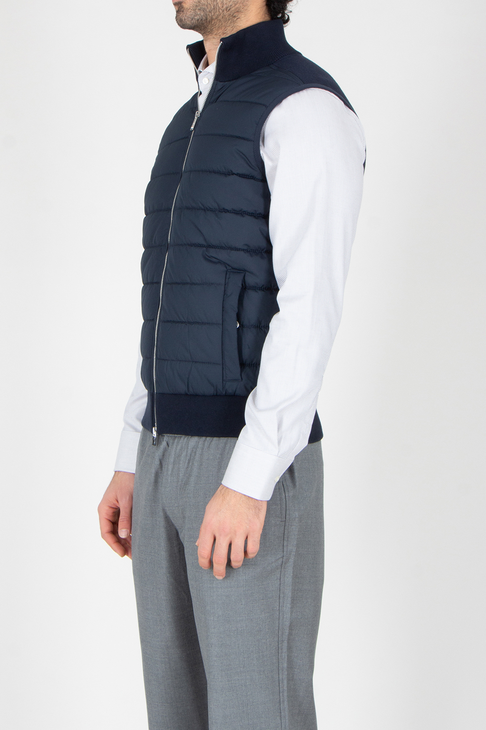 BOSS Regular Fit Passed Technical Fabric & Cotton-Virgin Wool Blend Knit Vest H-Urwin