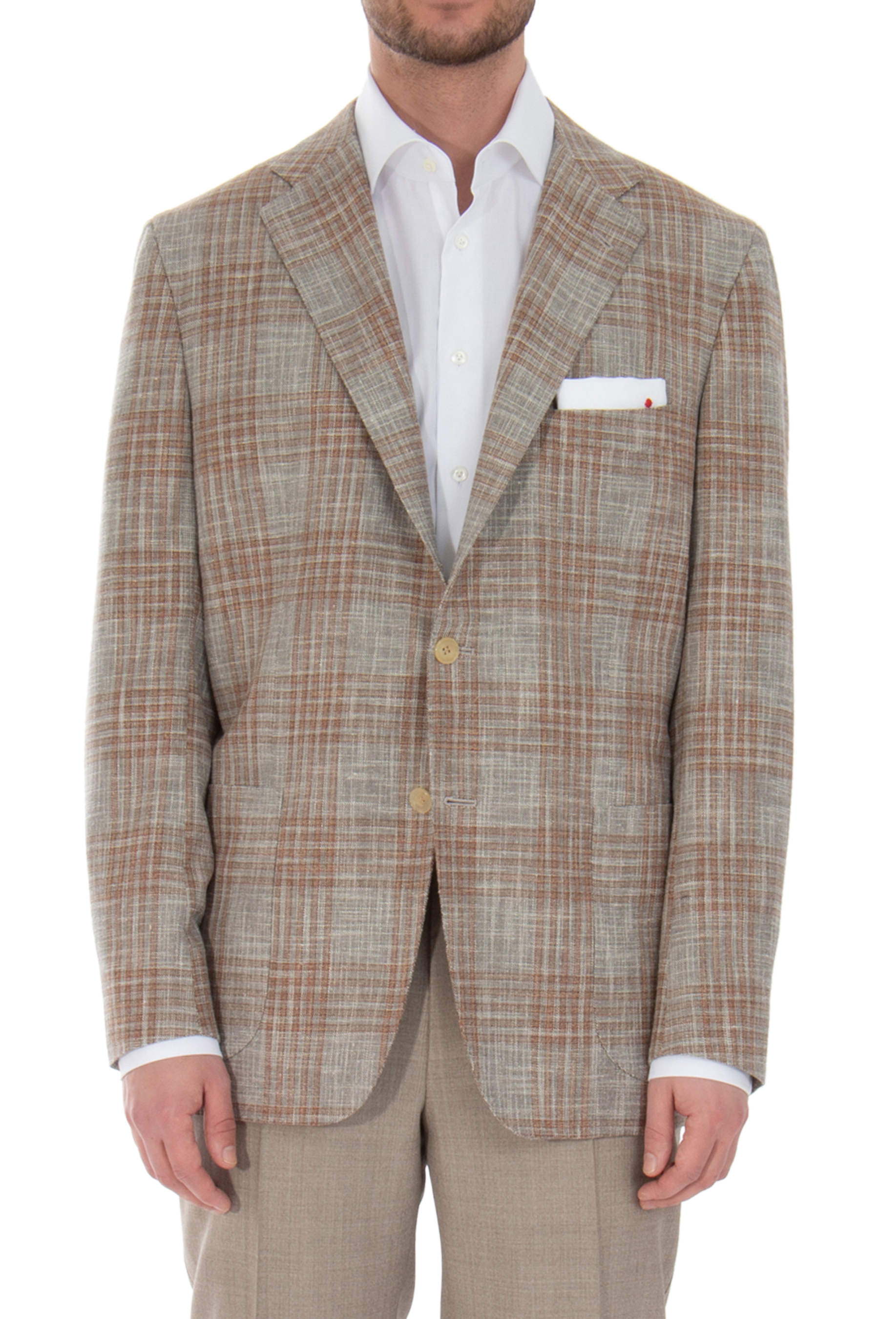 KITON Checked Virgin Wool Blend Jacket KITON Checked Virgin Wool Blend Jacket