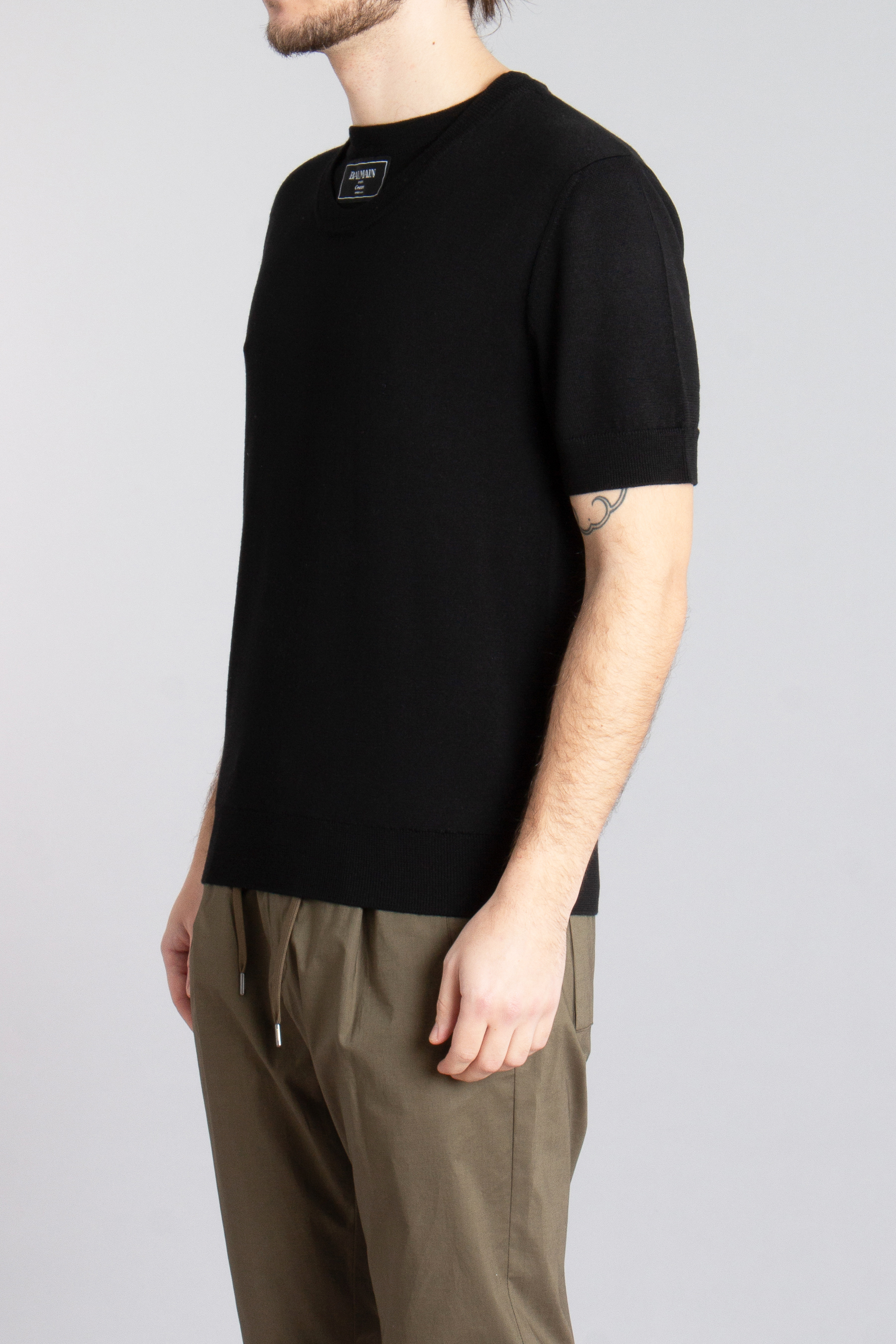 BALMAIN Double Collar Wool Knit T-Shirt BALMAIN Double Collar Wool Knit T-Shirt