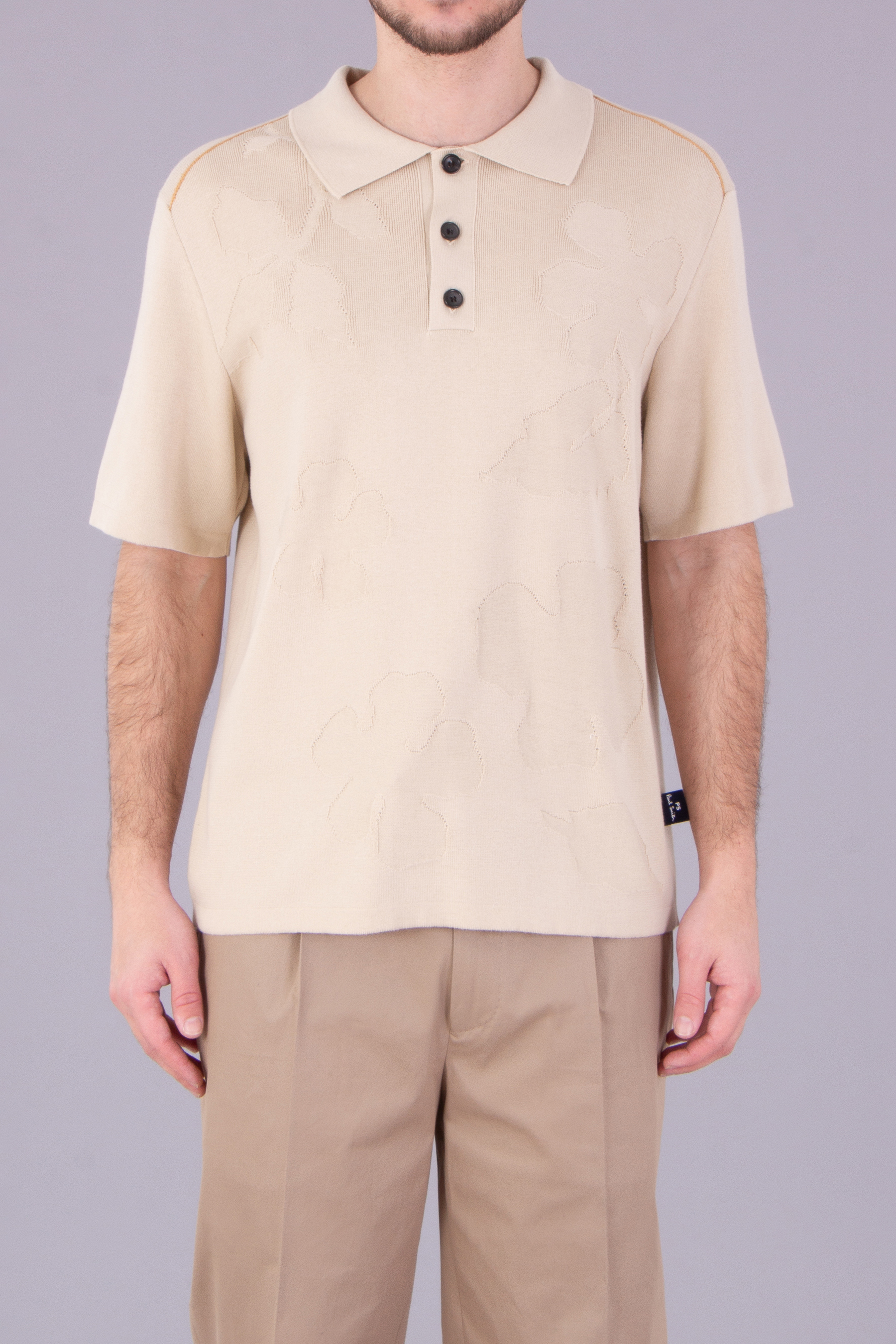 PAUL SMITH Floral Jacquard Organically Grown Cotton Knit Polo