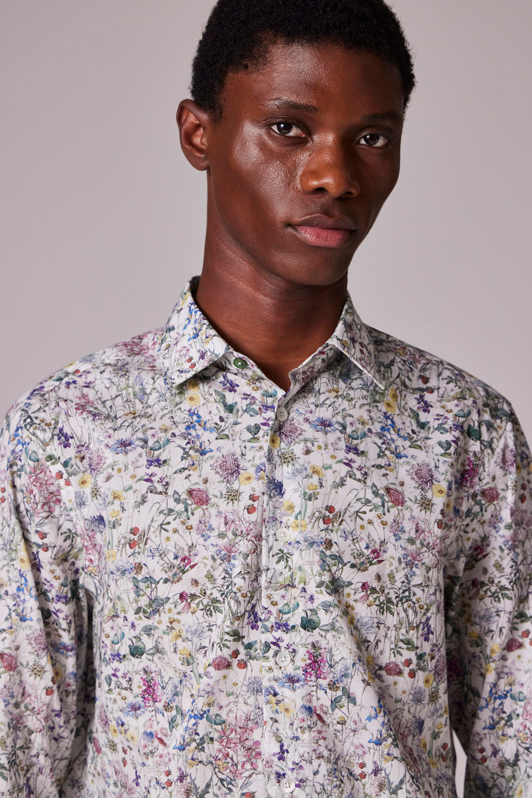 PAUL SMITH Tailored Fit Liberty Floral Print Organically Grown Cotton Shirt Hemd, Gesicht, Kopf, Person, Mann