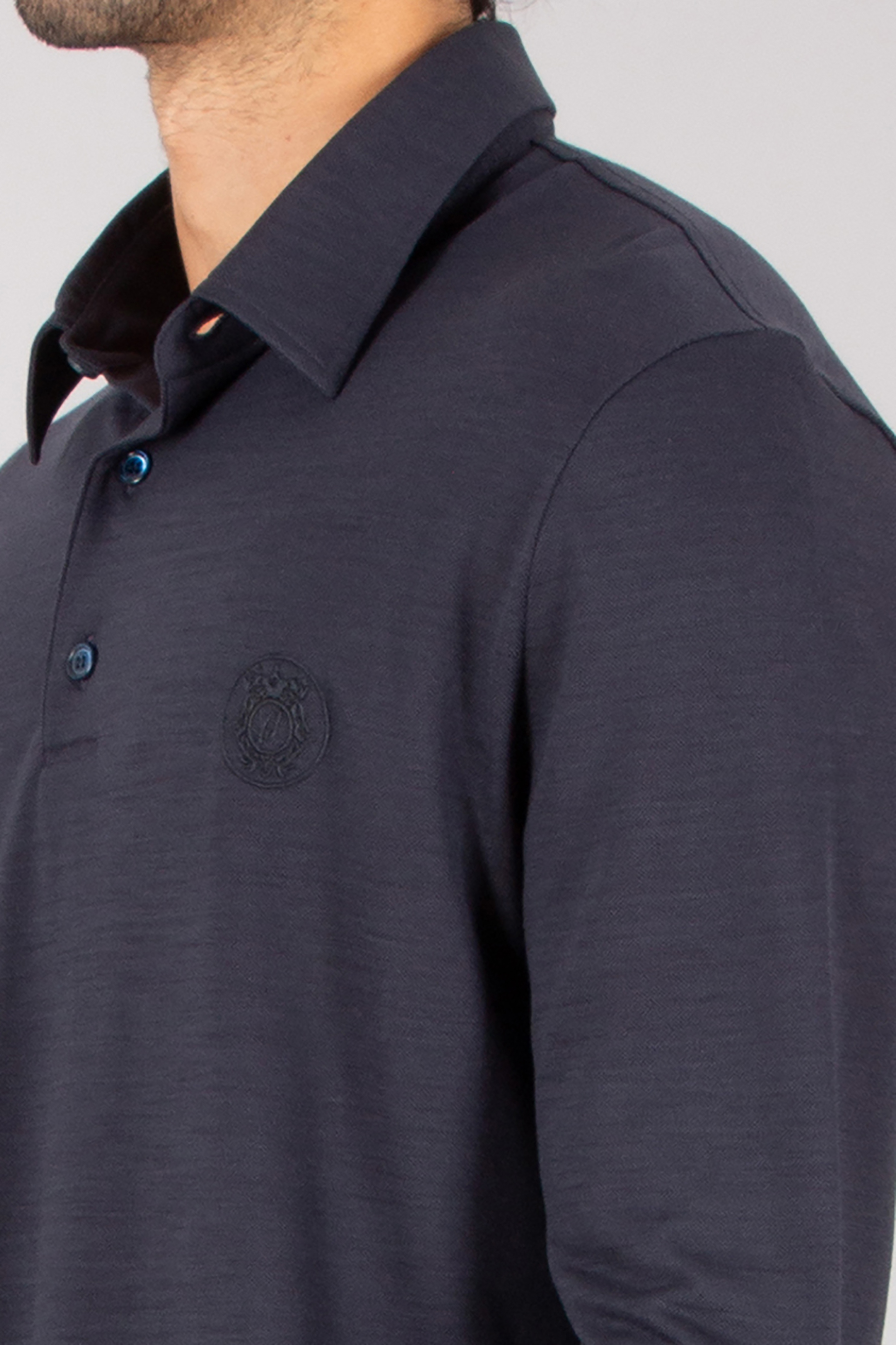 BRIONI Regular Fit Embroidered Technical Wool Long-Sleeve Polo Shirt Bekleidung, Hemd, Langarm, Ärmel, Mantel