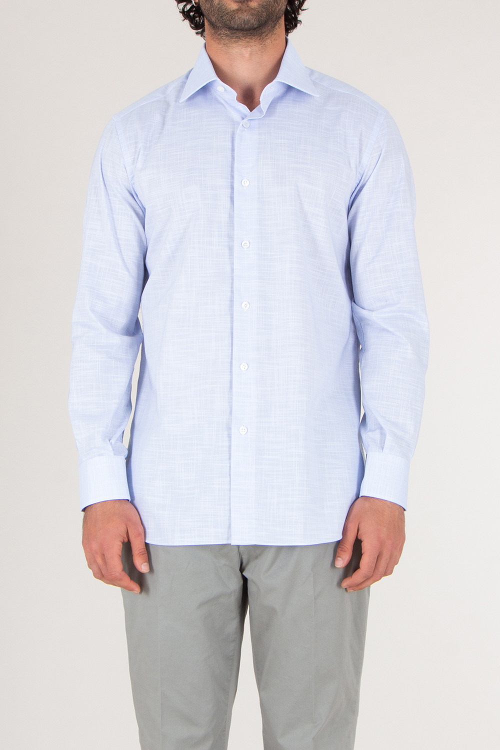 BRIONI Regular Fit Shark Collar Cotton Shirt