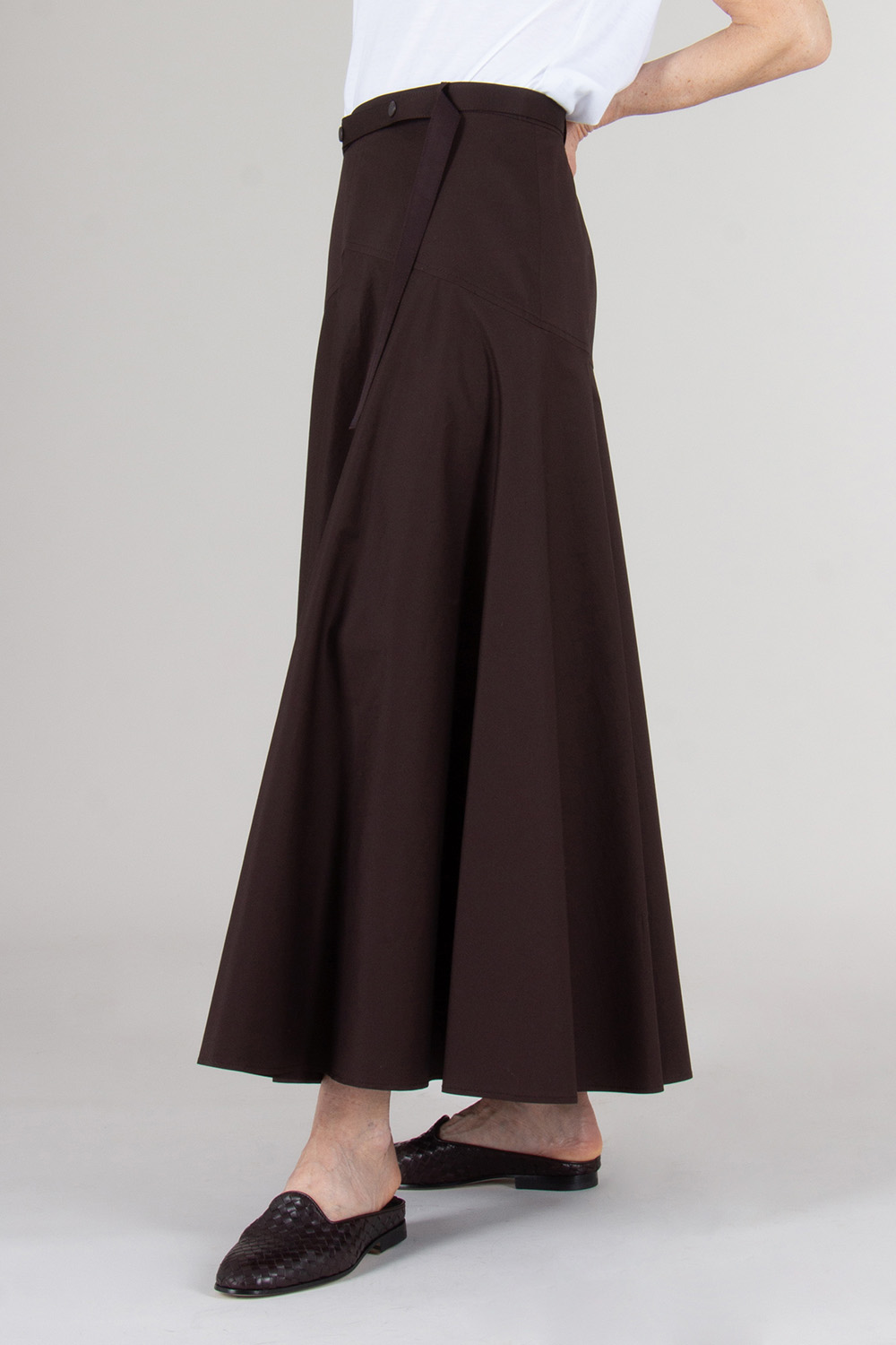 BOSS Flared Belted Cotton Poplin Skirt