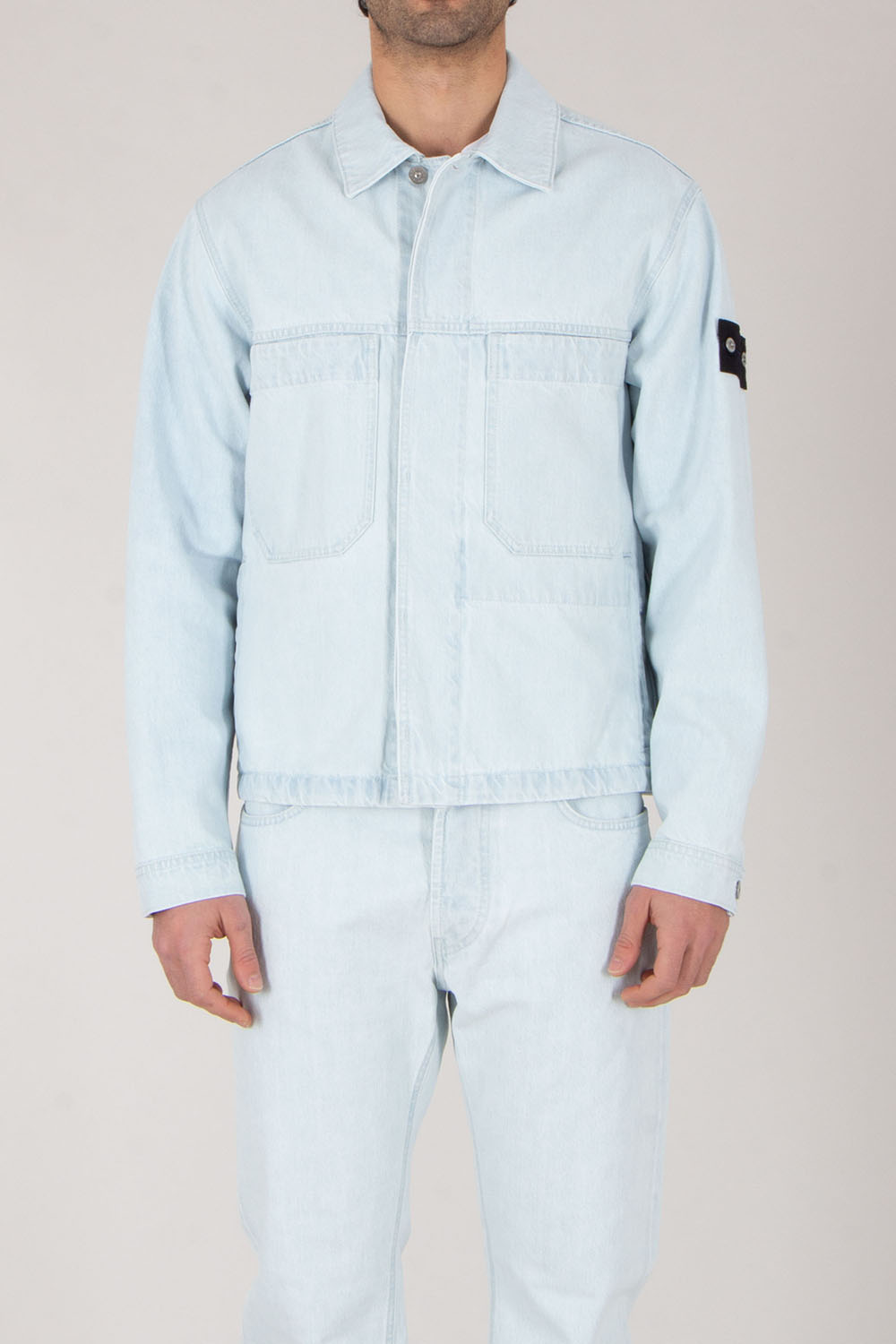 STONE ISLAND Regular Fit Ultra Bleached Organic Cotton Denim Jacket