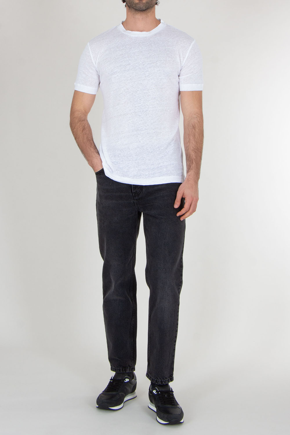 AURÉLIEN Slim Fit Linen Jersey T-Shirt 