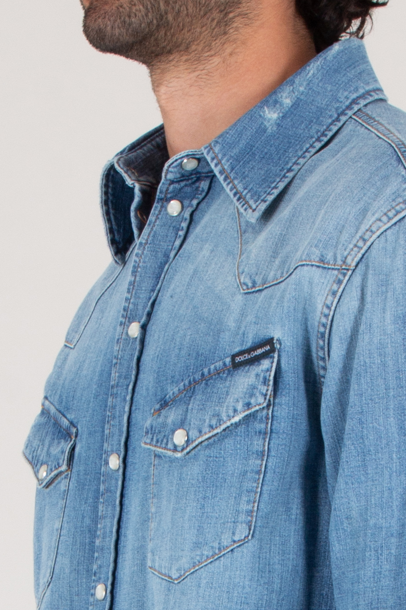 DOLCE & GABBANA Distressed Cotton Denim Shirt