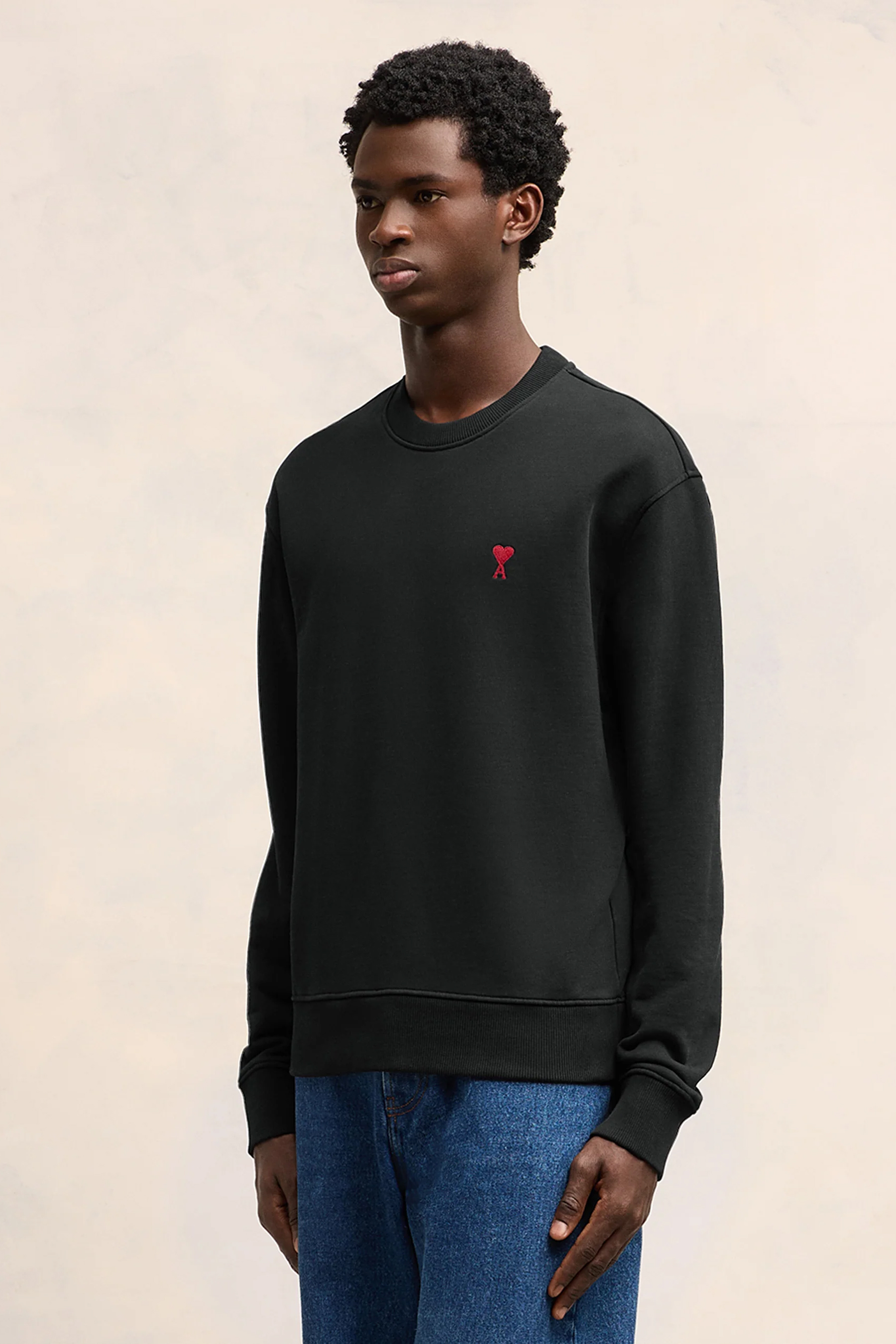 AMI PARIS Classic Fit Ami De Coeur Organic Cotton Fleece Sweatshirt AMI PARIS Classic Fit Ami De Coeur Organic Cotton Fleece Sweatshirt