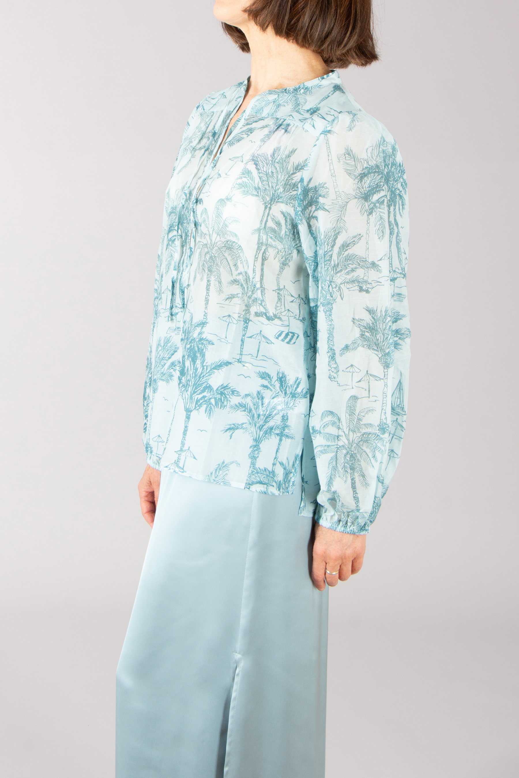 MC 2 SAINT BARTH Oversized Saint Beach Print Cotton-Silk Voile Blouse Harper MC 2 SAINT BARTH Oversized Saint Beach Print Cotton-Silk Voile Blouse Harper