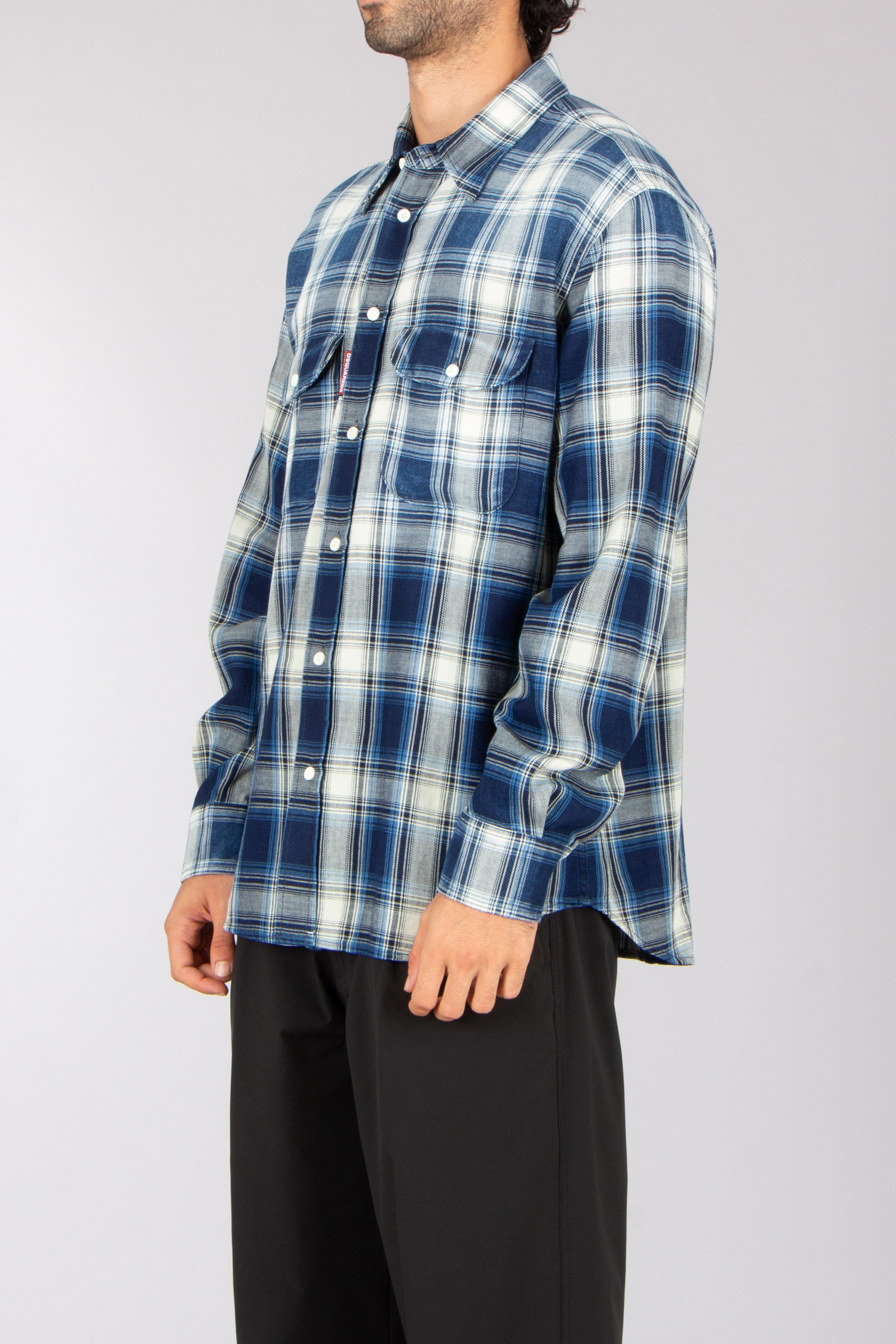 DSQUARED2 Regular Fit Checked Cotton Flannel Canadian Vintage Shirt Bekleidung, Hemd, Kleid, Hemd, Langarm, Ärmel