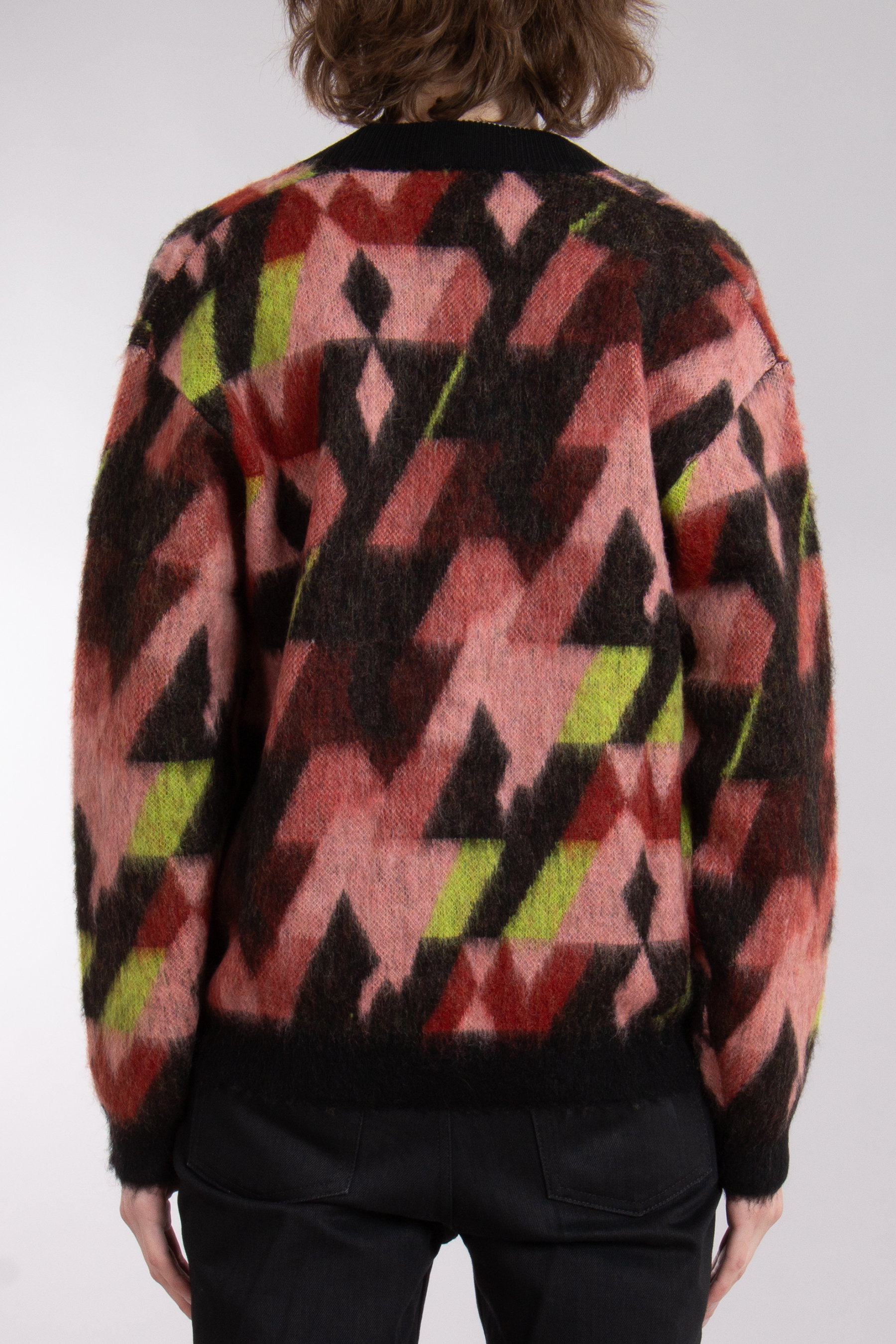 MAISON KITSUNÉ Graphic Mohair Blend Jacquard Cardigan MAISON KITSUNÉ Graphic Mohair Blend Jacquard Cardigan