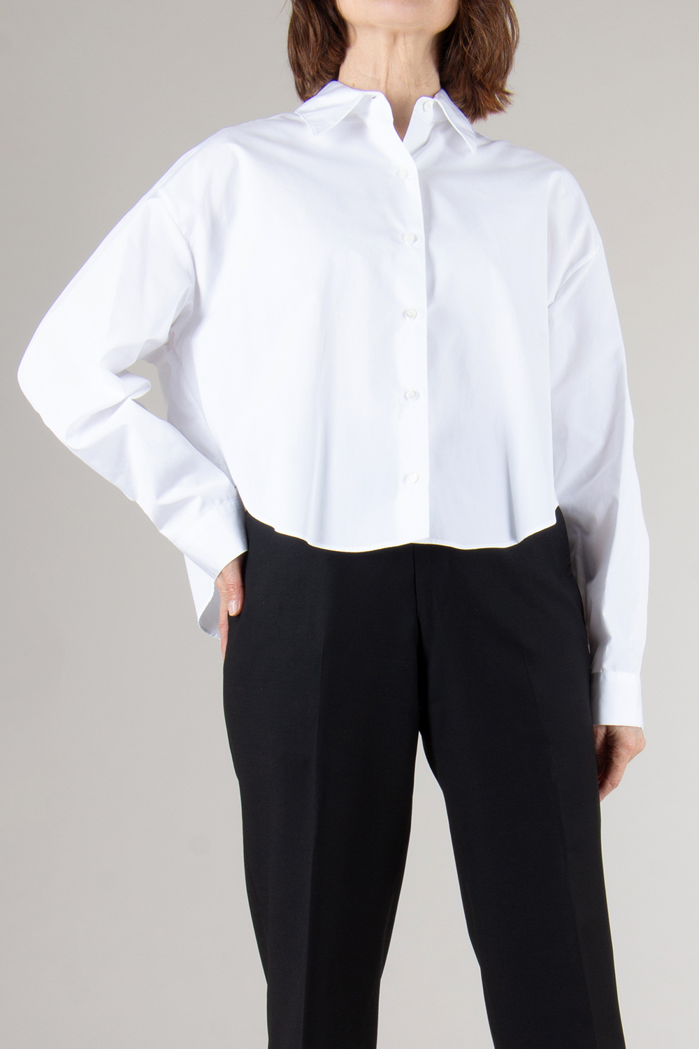 ASPESI Cropped Cotton Poplin Blouse