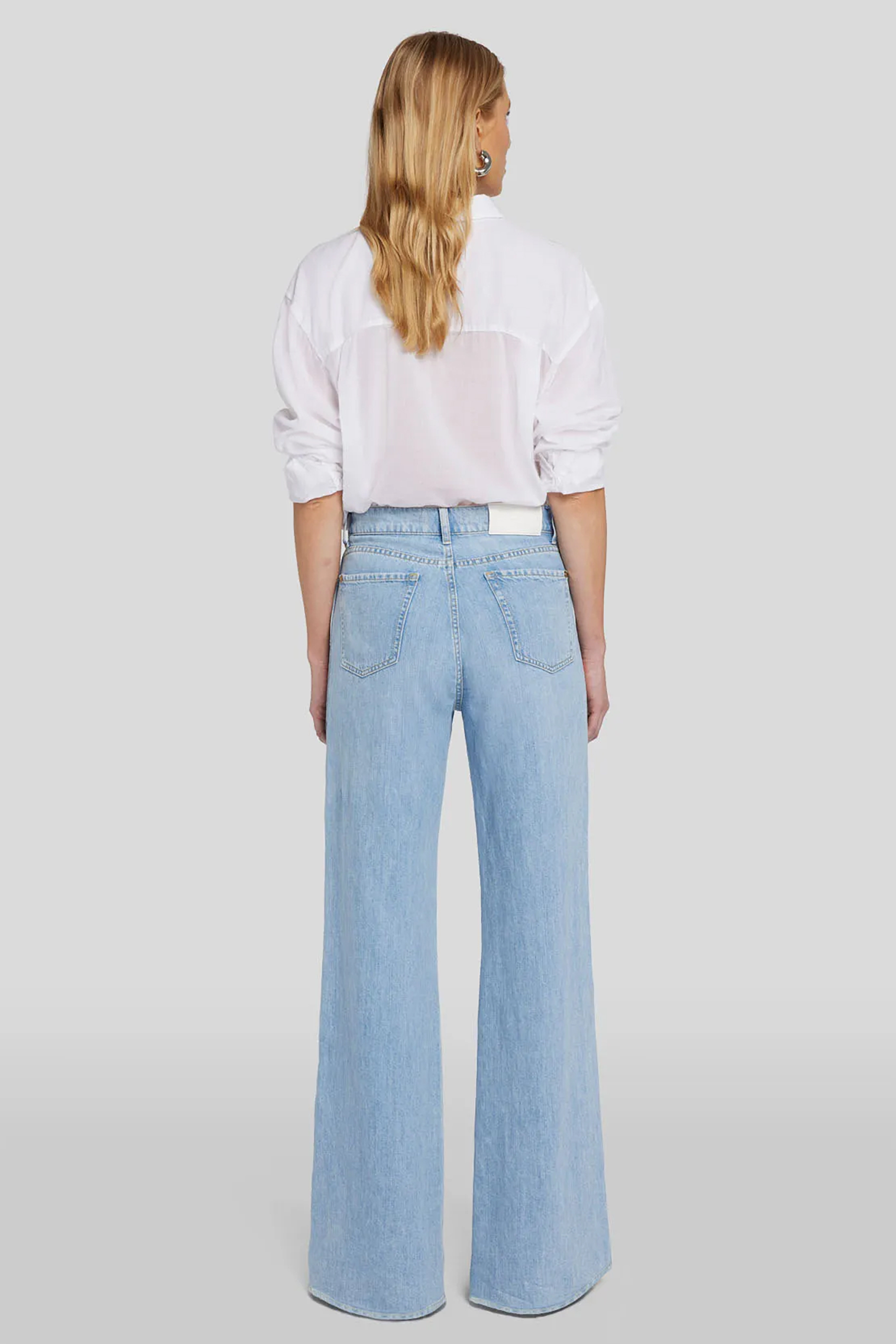 7 FOR ALL MANKIND Flared Cotton Linen Denim Jeans Lotta Linen Capri 7 FOR ALL MANKIND Flared Cotton Linen Denim Jeans Lotta Linen Capri
