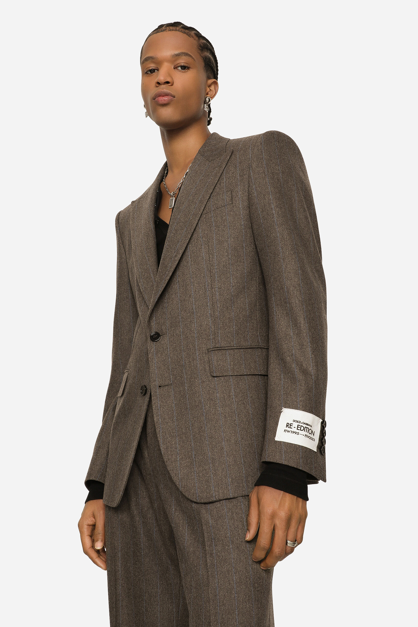 DOLCE & GABBANA Re-Edition Pinstripe Flannel Stretch Jacket