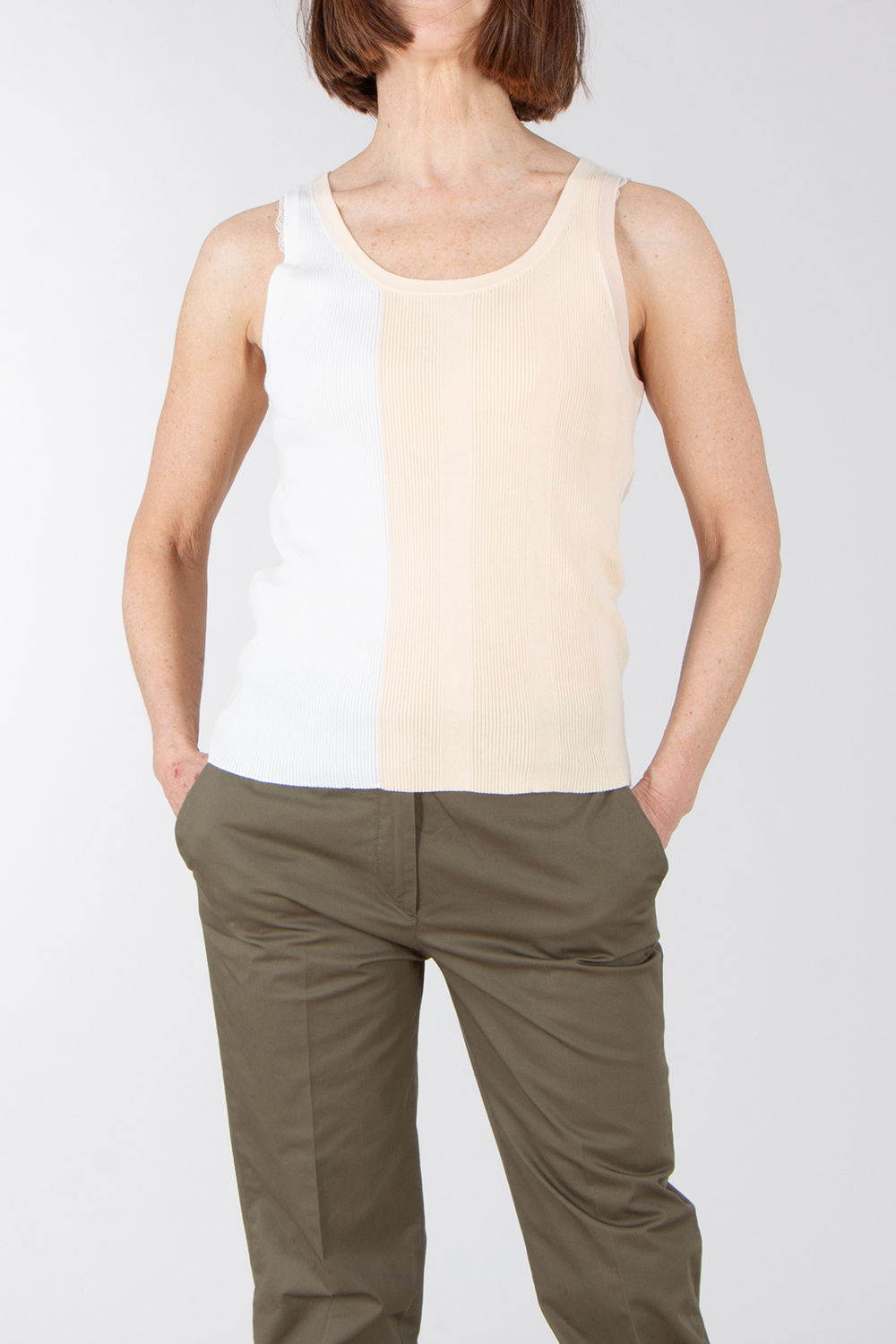 PAUL SMITH Colour-Block Organically Grown Cotton Knitted Tank Top