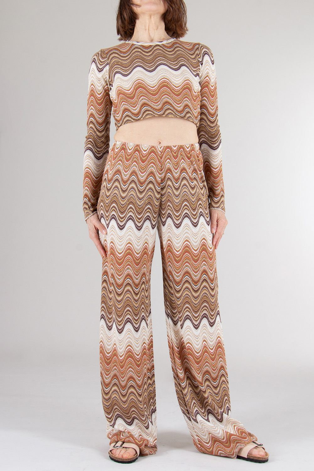 MC2 SAINT BARTH Cropped Woven Wave Long Sleeve top 