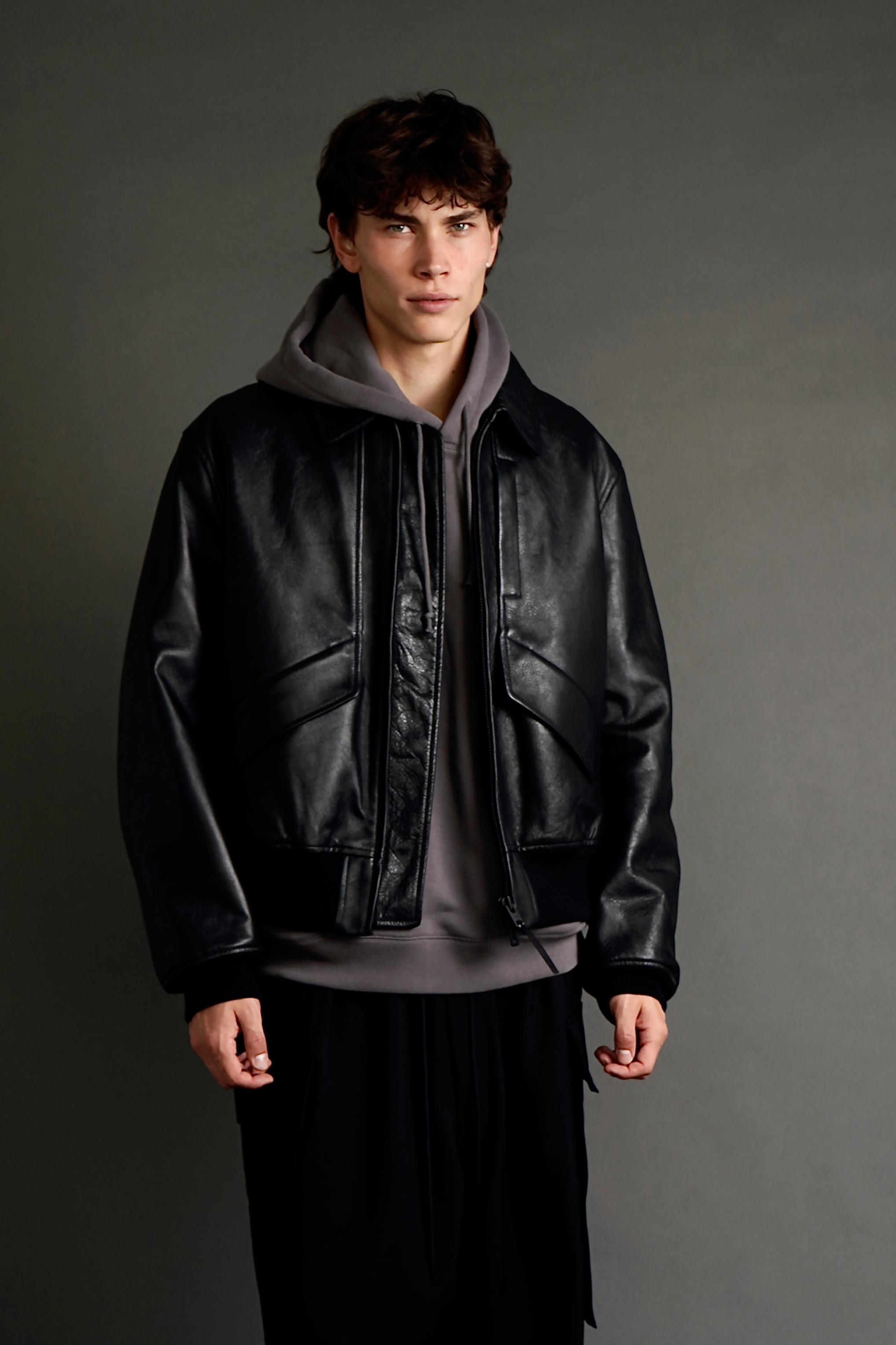Y-3 Relaxed Fit Padded Leather Jacket Mantel, Jacke, Erwachsener, Mann, Person