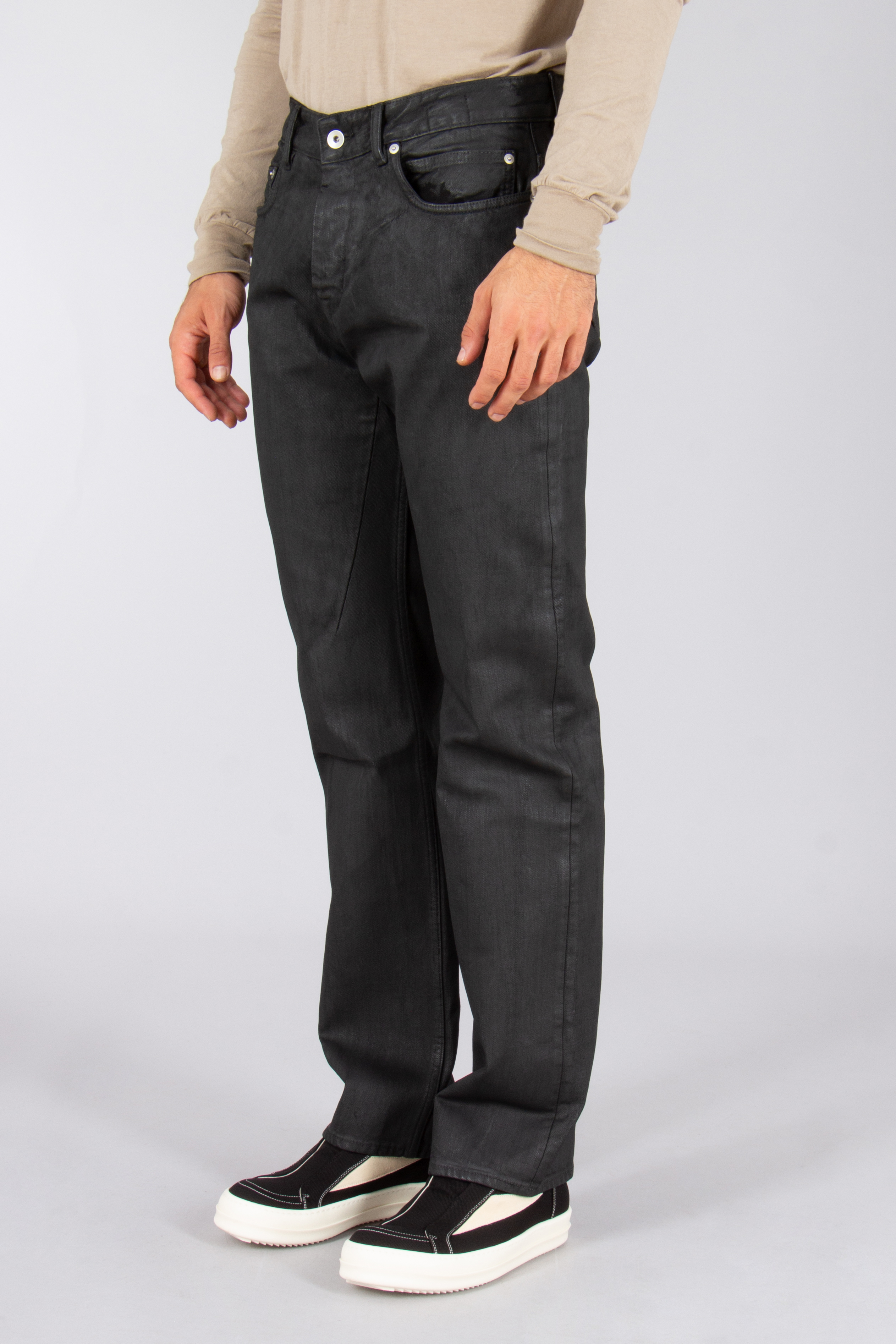 RICK OWENS DRKSHDW Fog Cut Wax Cotton Denim Jeans Hosen, Jeans, Erwachsener, Mann, Person
