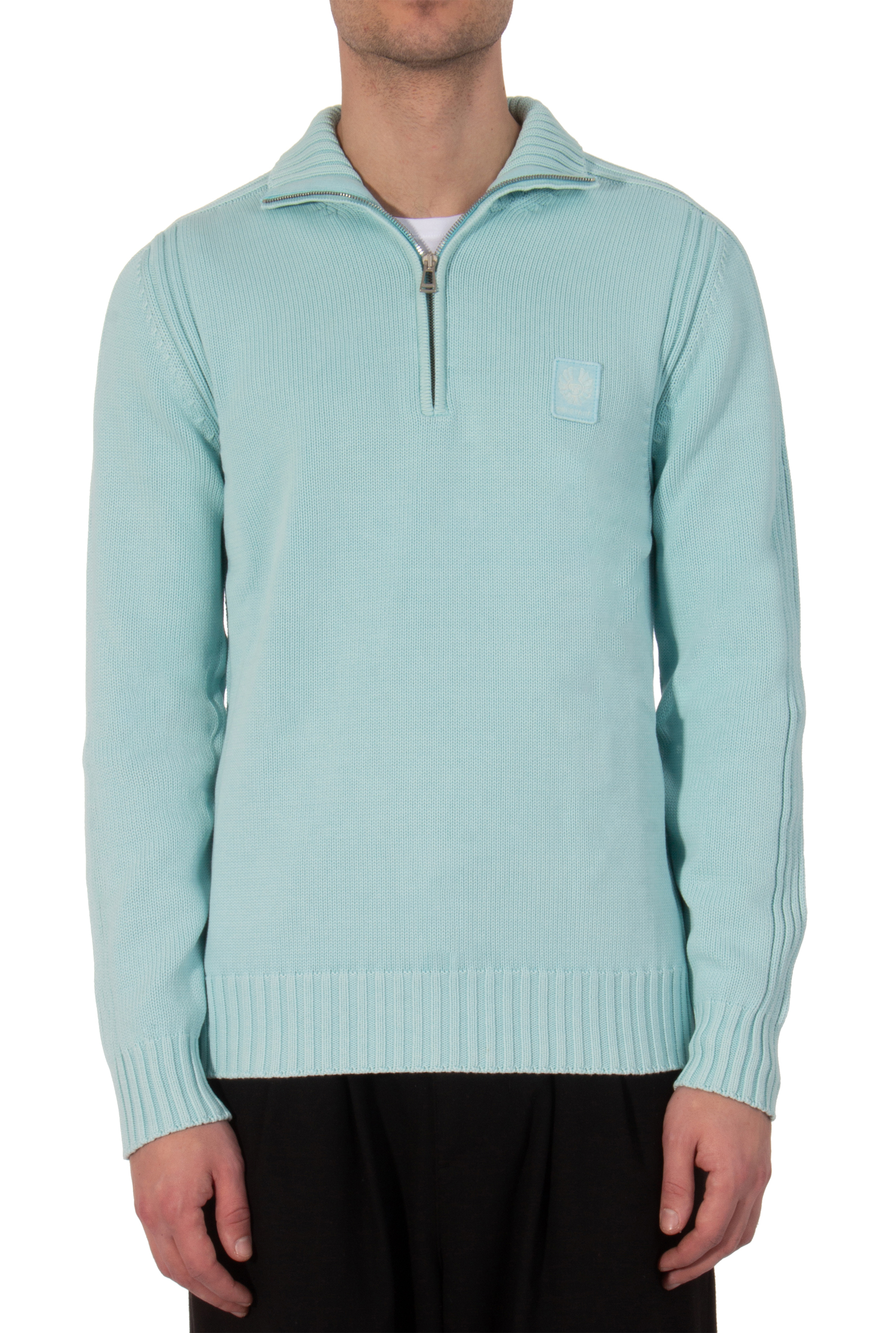 BELSTAFF Quarter Zip Cotton Knit Sweater