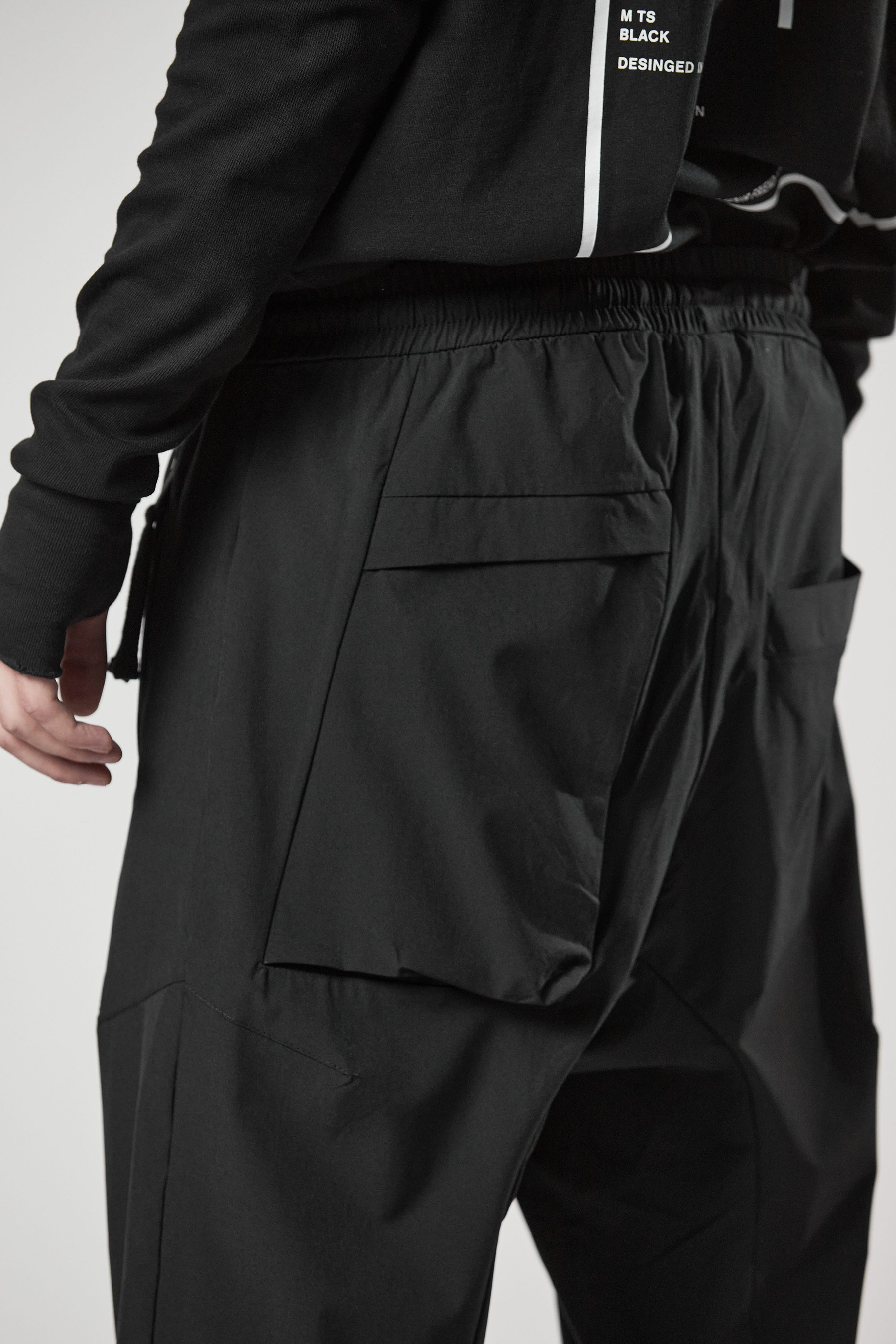 THOM KROM Drop Crotch Nylon Stretch Pants | M | MST454BLACK//M