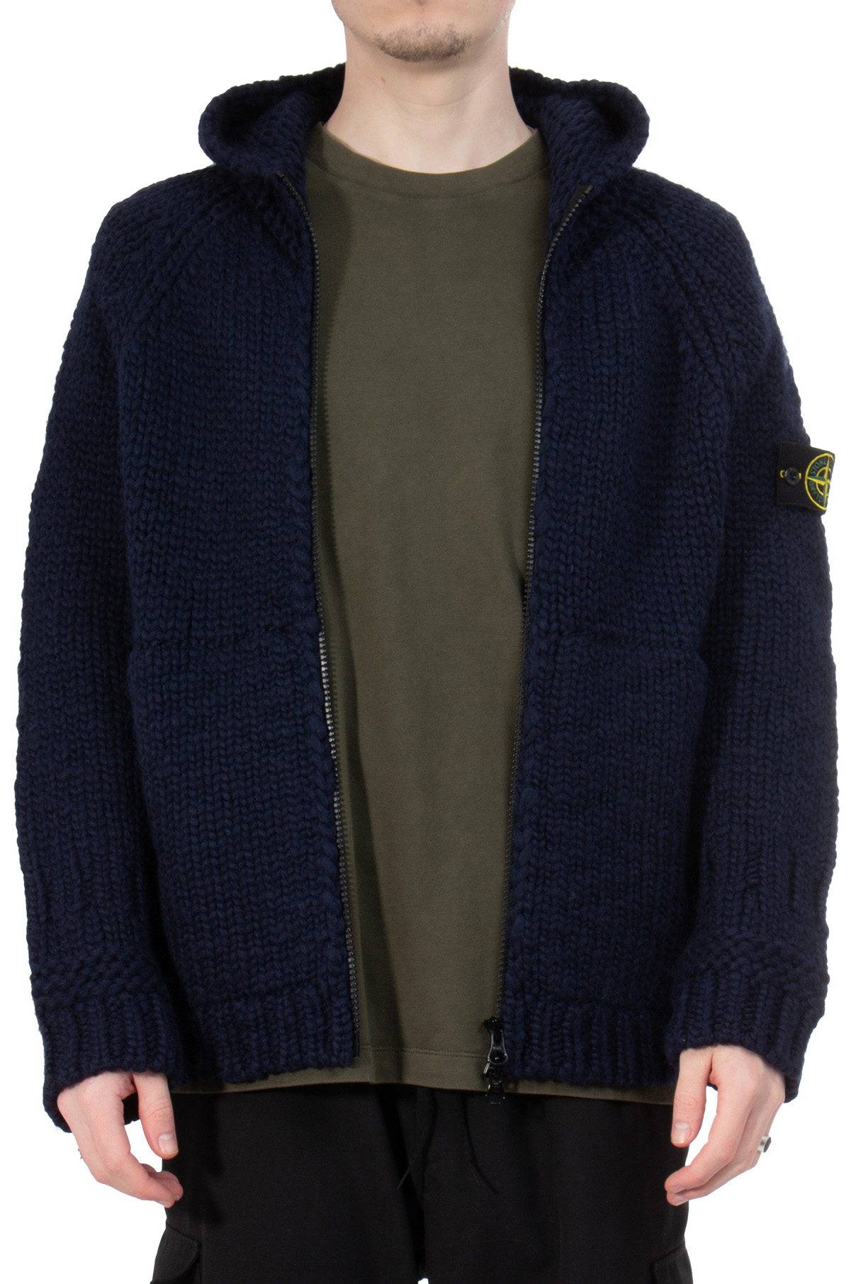 STONE ISLAND Hooded Wool Zip Hoodie STONE ISLAND Hooded Wool Zip Hoodie