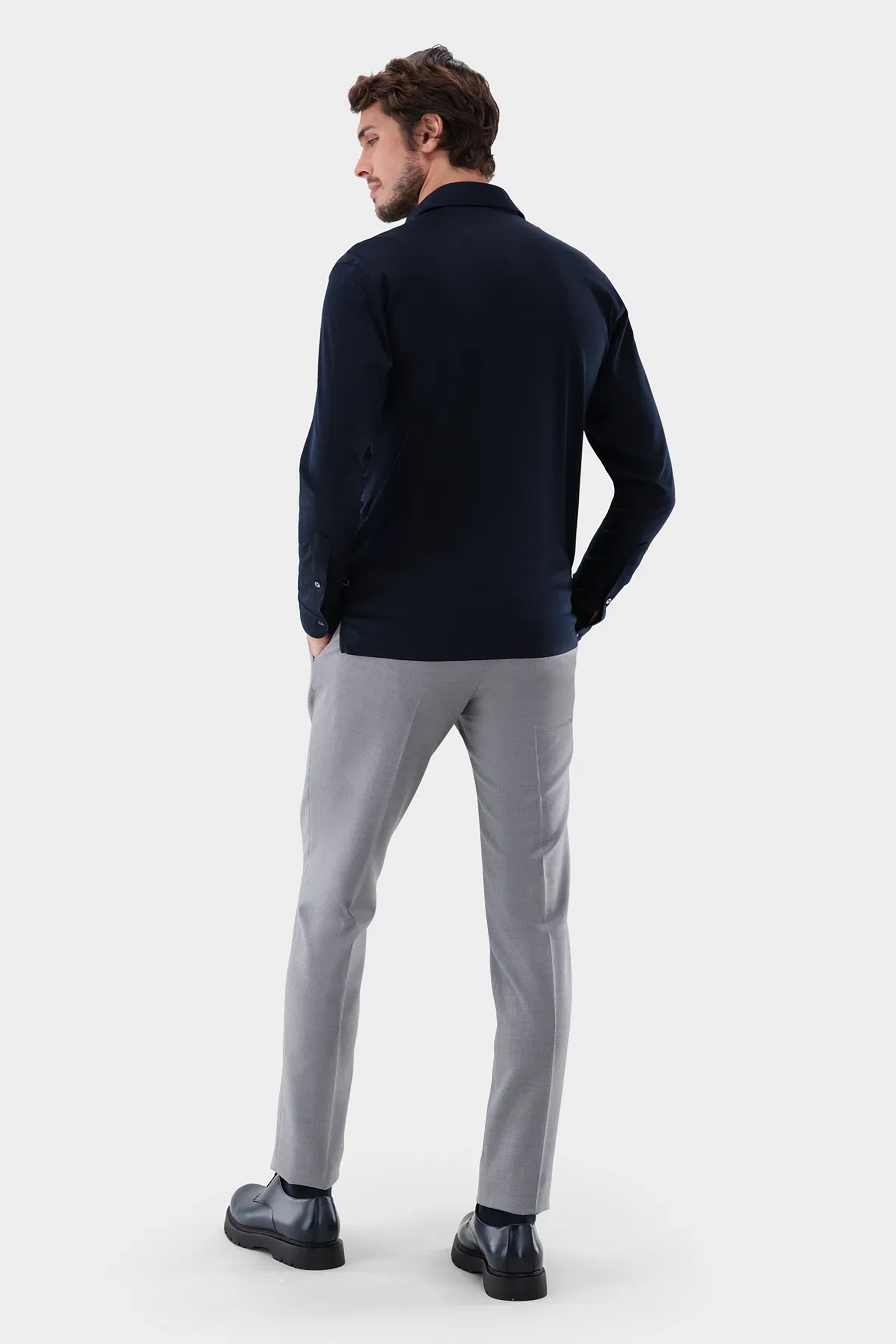 VAN LAACK Casual Fit Swiss Cotton Jersey Long-Sleeve Polo Shirt Peso-L Person, Stehend, Langarm, Hosen, Mann
