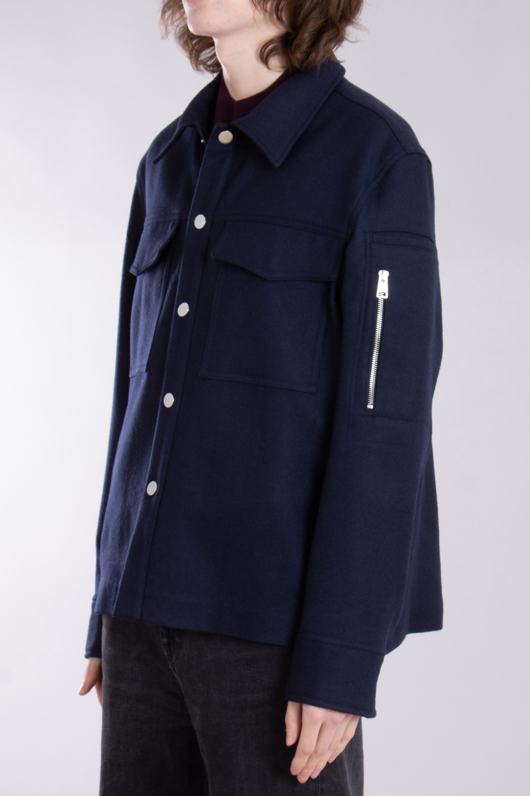 AMI PARIS Casual Fit Dry Wool Gabardine Overshirt AMI PARIS Casual Fit Dry Wool Gabardine Overshirt