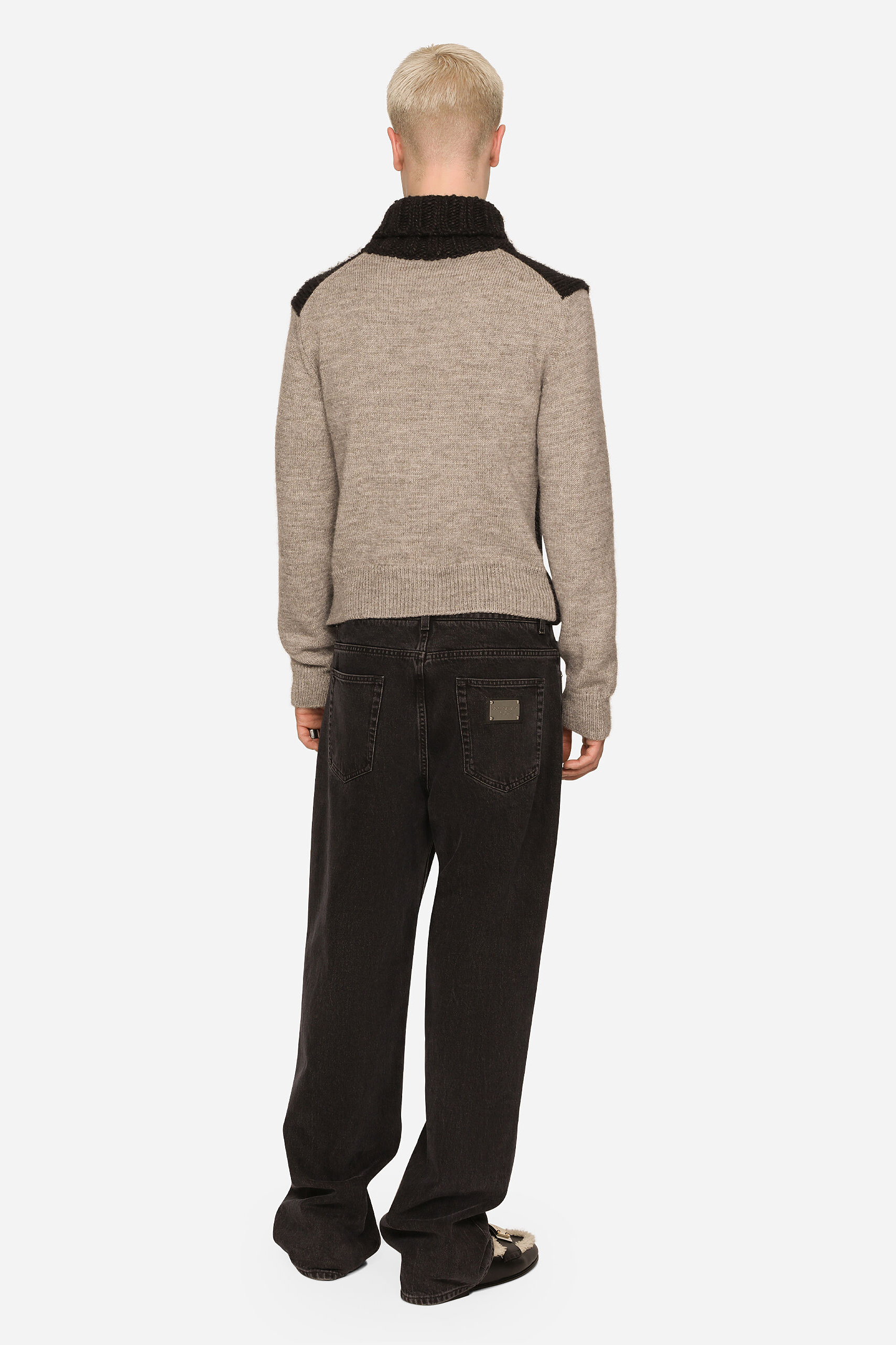 DOLCE & GABBANA Bicolour Wool & Alpaca Turtle Neck Sweater