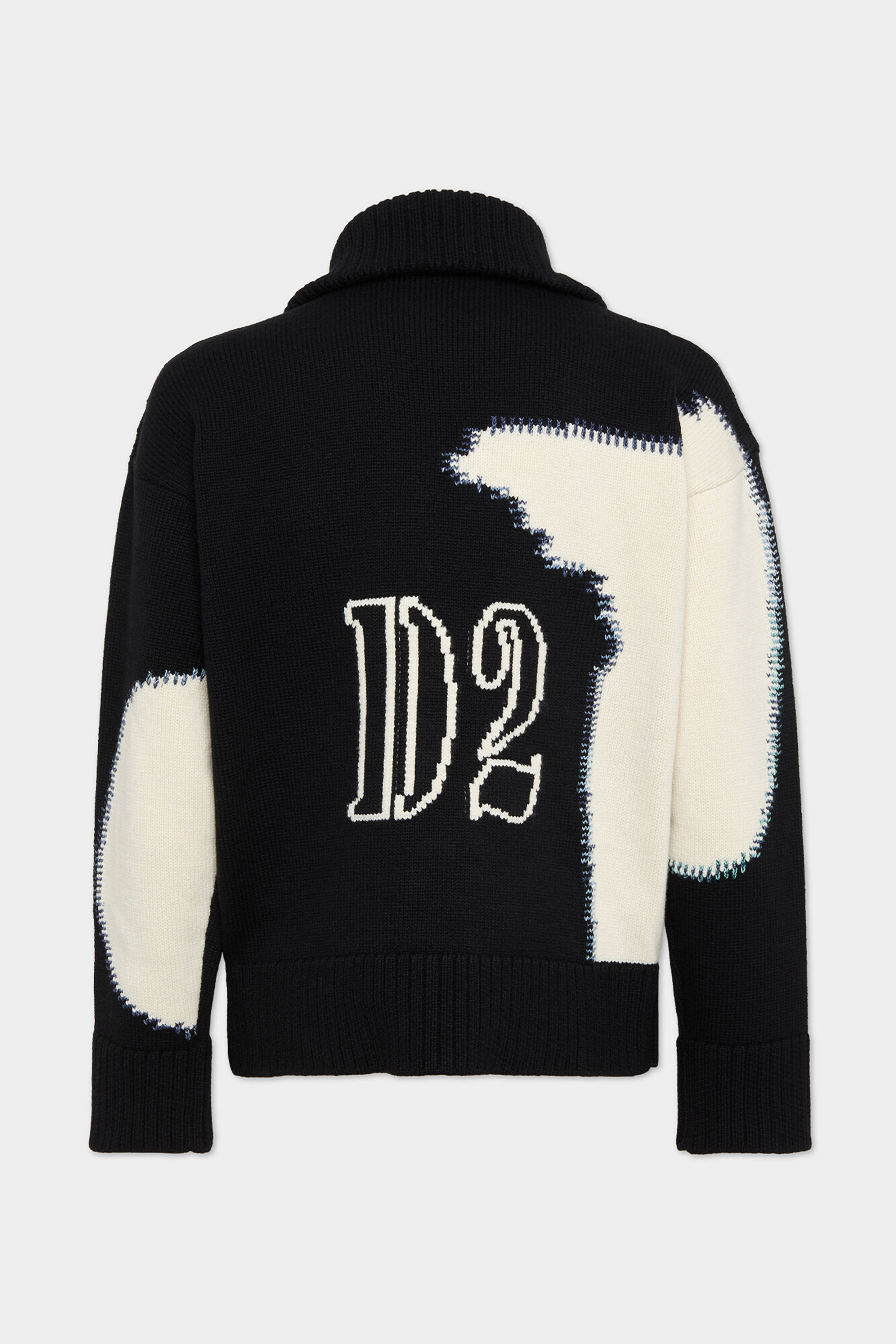 DSQUARED2 Relaxed Fit Fake Stitch Wool Zipped Cardigan Bekleidung, Strickwaren, Pullover, Sweatshirt, Kapuzenpulli