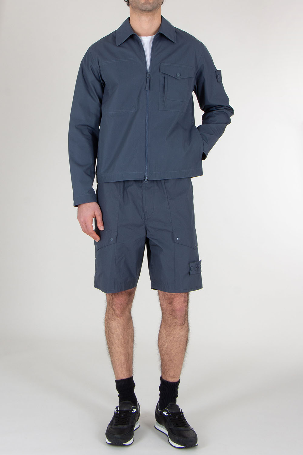 STONE ISLAND Regular Fit Cotton Canvas Overshirt Ghost