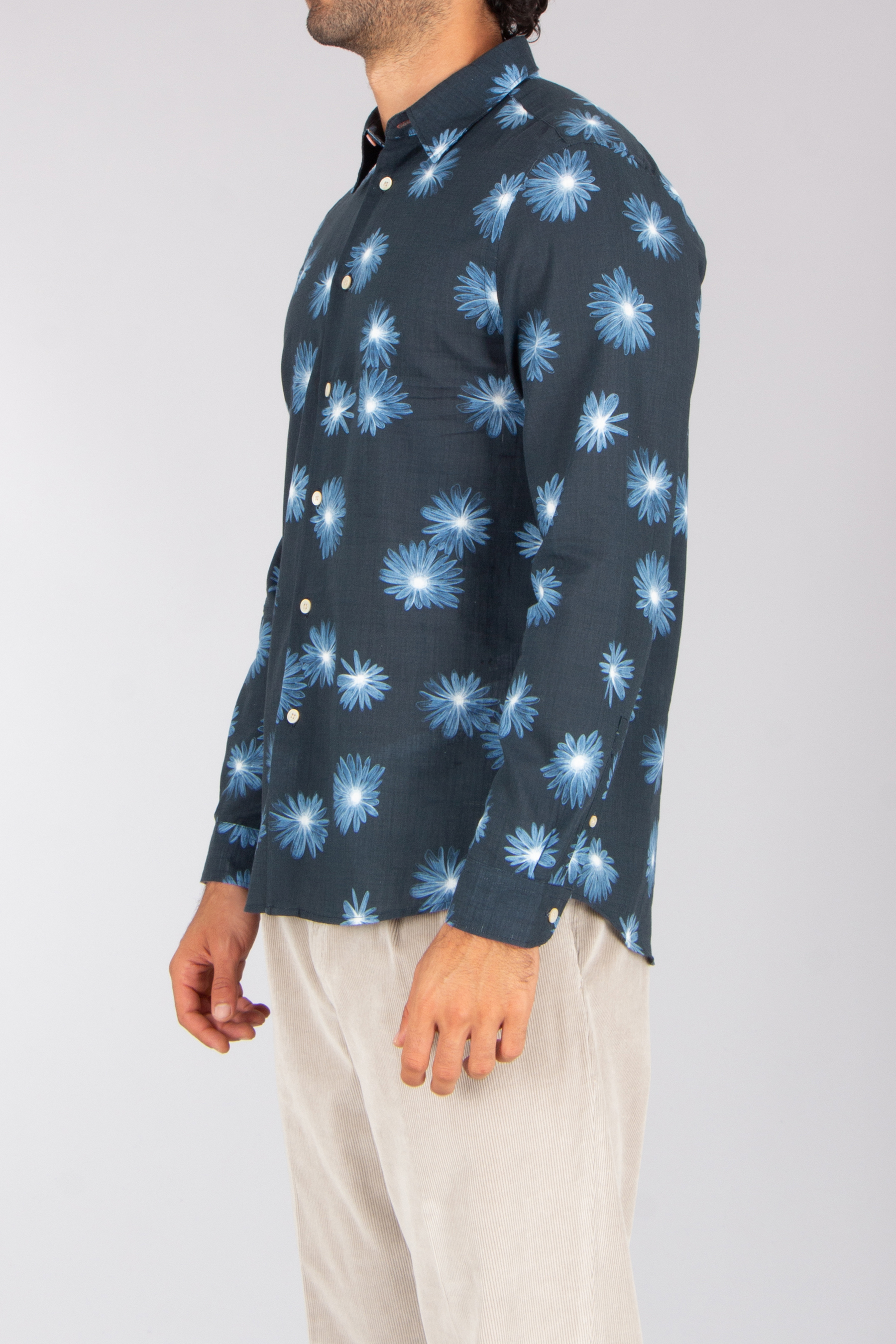 PAUL SMITH Regular Fit Luminescent Floral Print Cotton Shirt Hemd, Langarm, Ärmel, Mann, Person