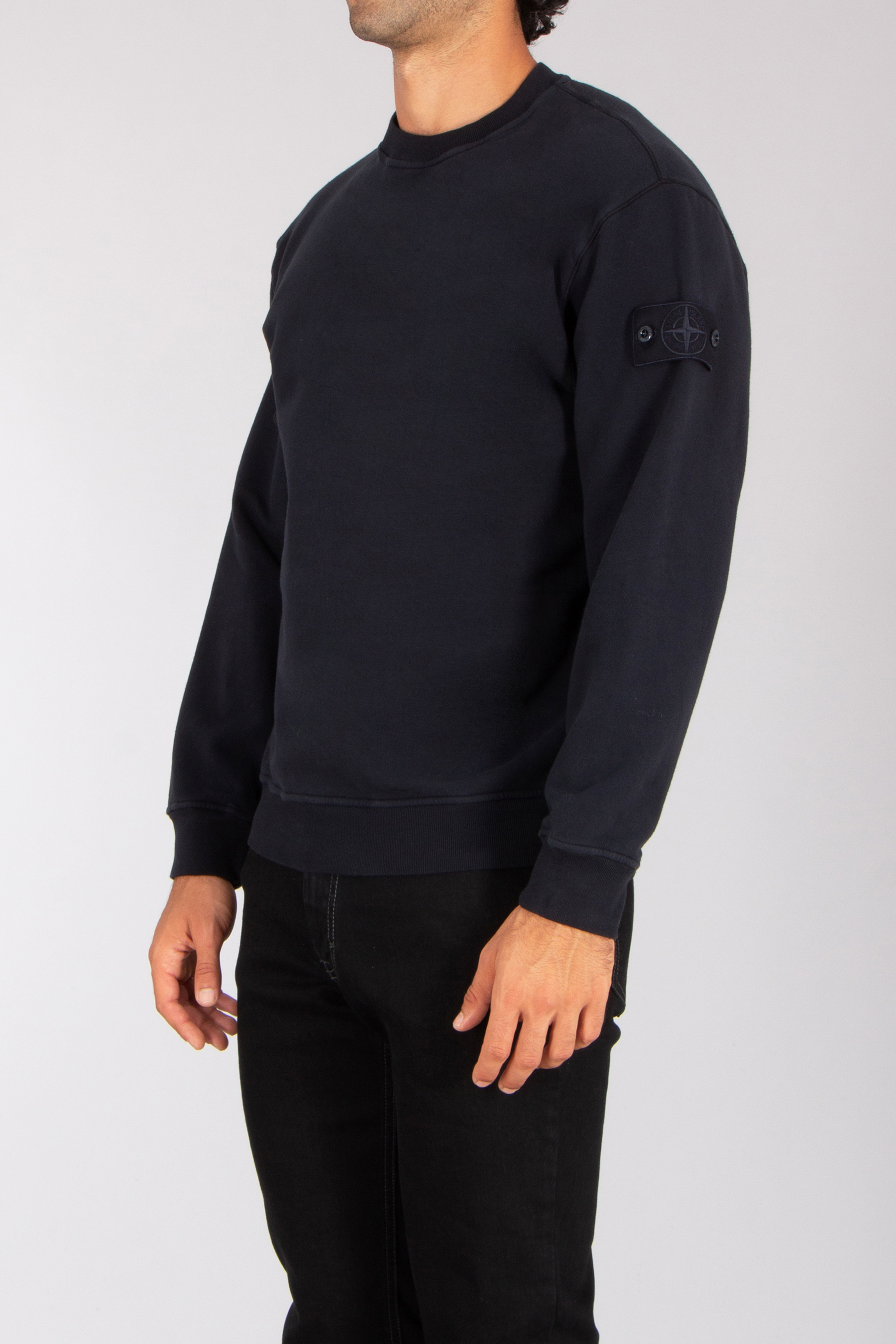 STONE ISLAND Comfort Fit Ghost Piece Organic Cotton Stretch Fleece Crew Neck Sweatshirt Langarm, Ärmel, Pullover, Sweatshirt, Fleece