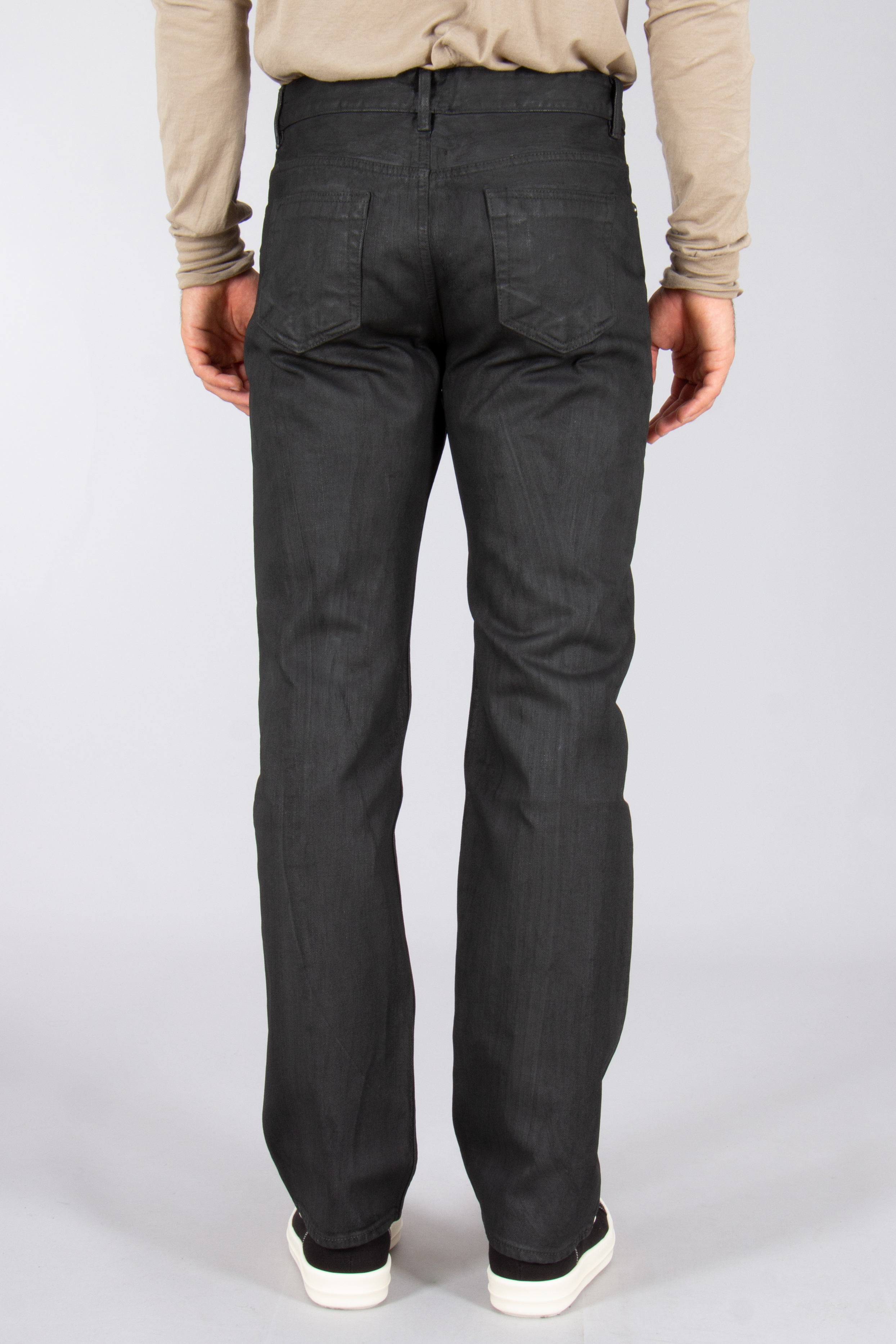 RICK OWENS DRKSHDW Fog Cut Wax Cotton Denim Jeans Bekleidung, Hosen, Jeans
