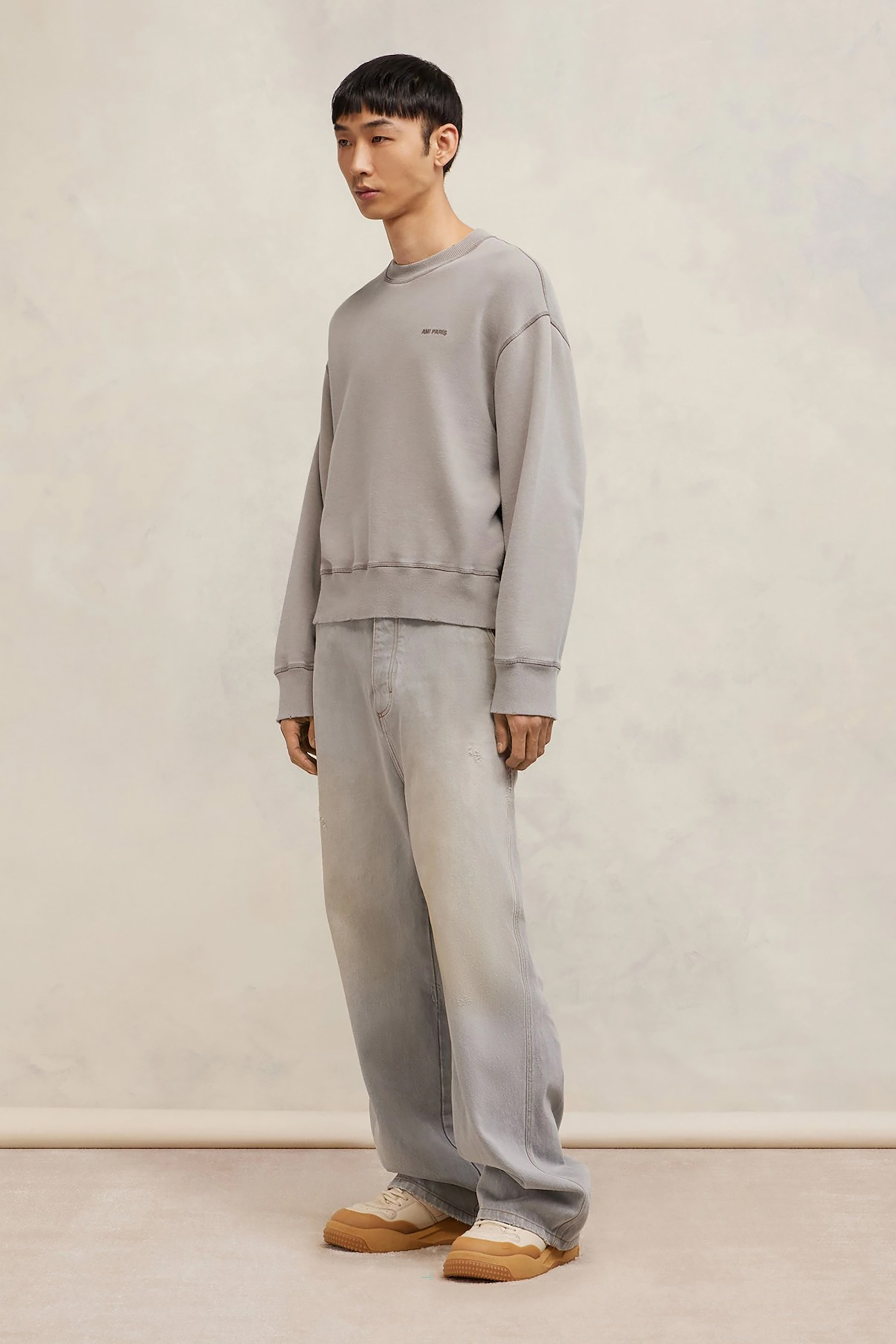 AMI PARIS Fade Out Cotton Fleece Sweatshirt