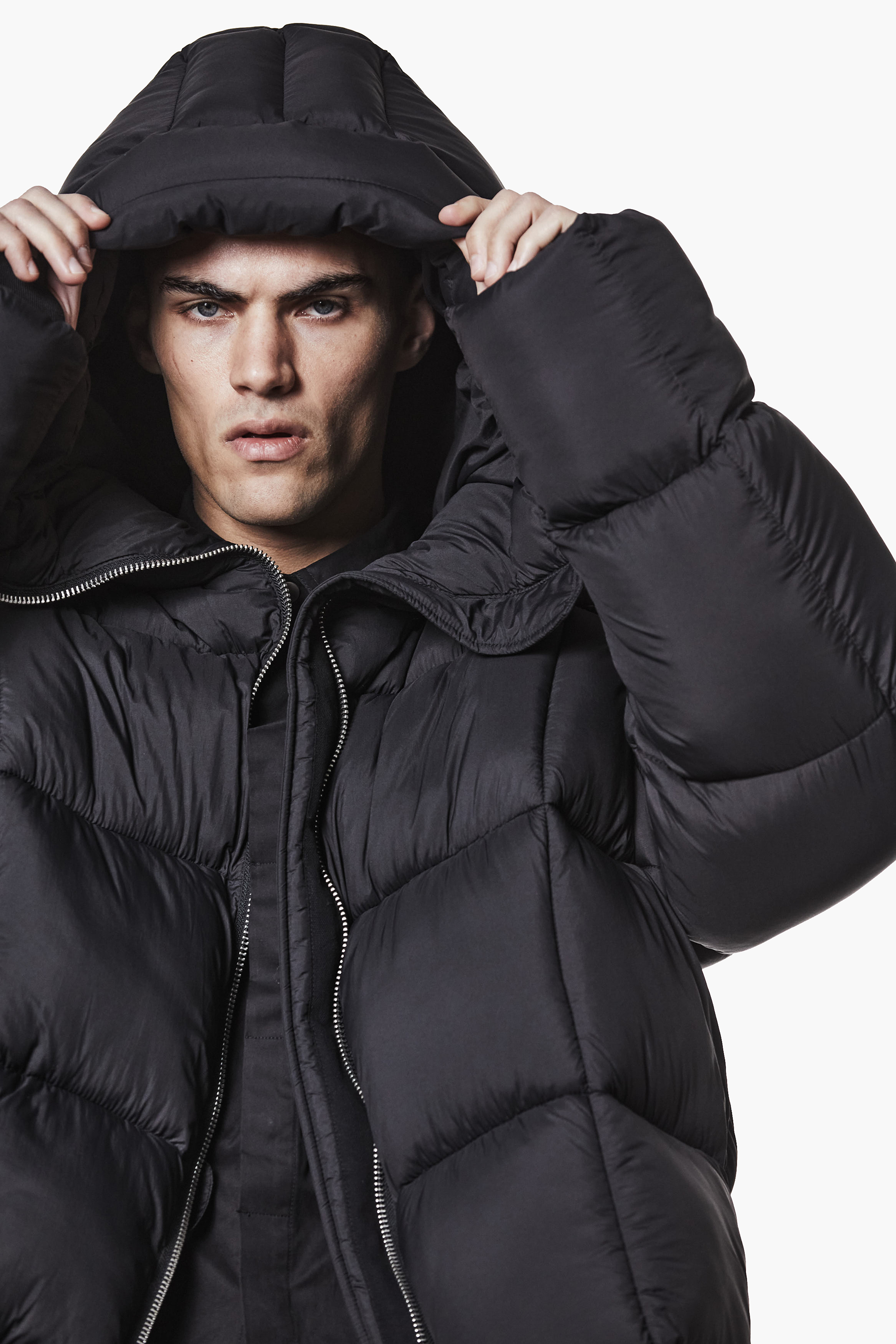 Mantel, Jacke, Kapuzenpulli, Kapuze, Gesicht