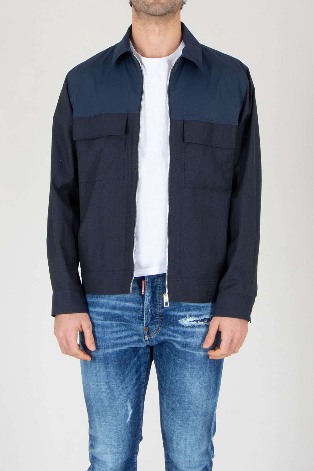 PAUL SMITH Regular Fit Cotton Linen Blend Zip Overshirt
