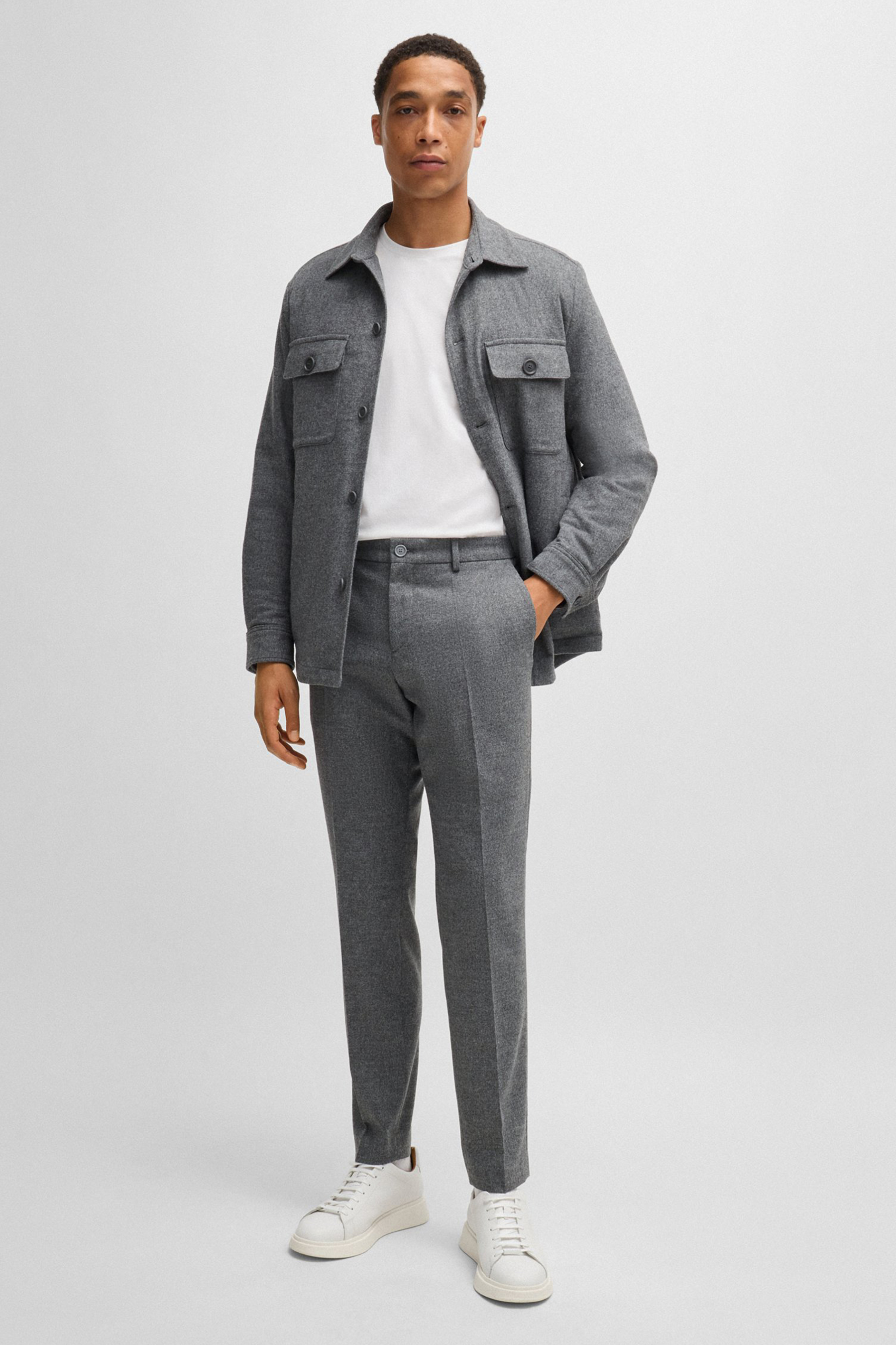 BOSS Slim Fit Wool Stretch Flannel Pants P-Genius BOSS Slim Fit Wool Stretch Flannel Pants P-Genius