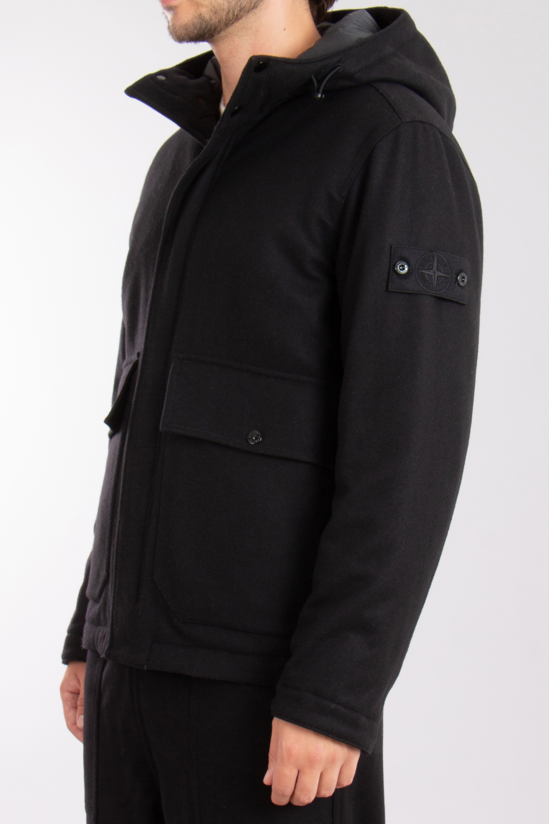 STONE ISLAND Ghost Piece Padded Carded Wool-Nylon Flannel Jacket STONE ISLAND Ghost Piece Padded Carded Wool-Nylon Flannel Jacket